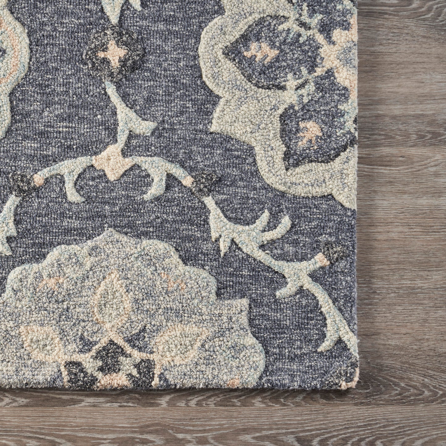 VICTO-81582 Transitional/Casual Hand-Tufted Dark Gray/Blue Wool Indoor Area Rugs - LR Home
