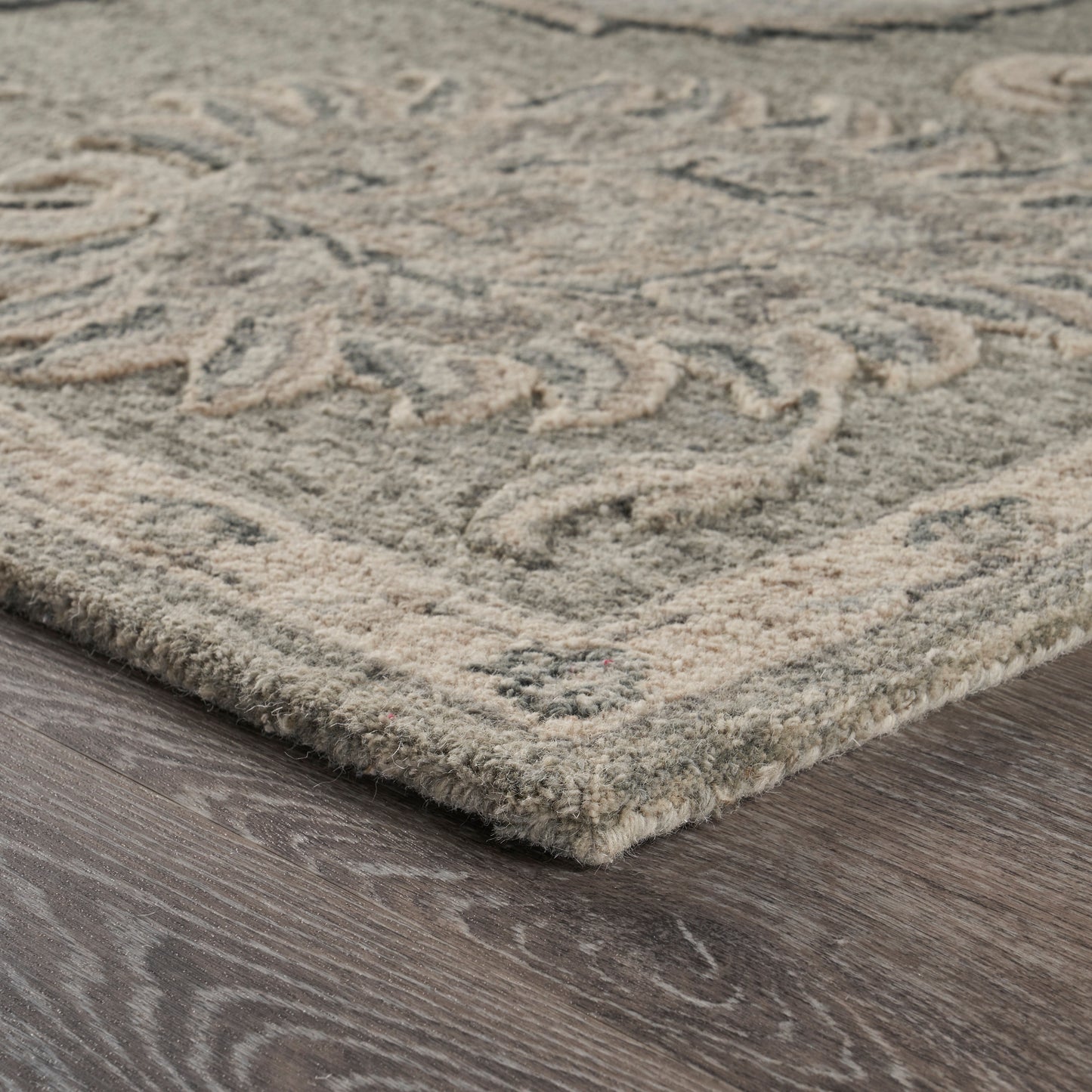 Victorian-81583 Traditional Hand-Tufted Gray/Blue Cotton Indoor Area Rug - LR Home