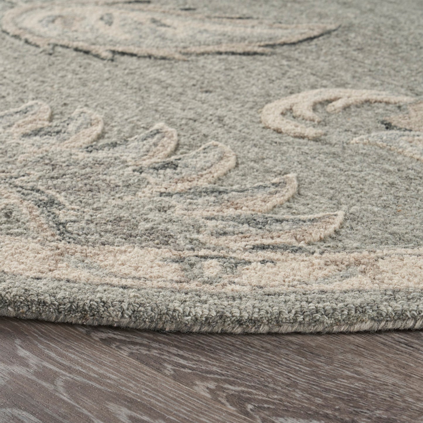 Victorian-81583 Traditional Hand-Tufted Gray/Blue Cotton Indoor Area Rug - LR Home