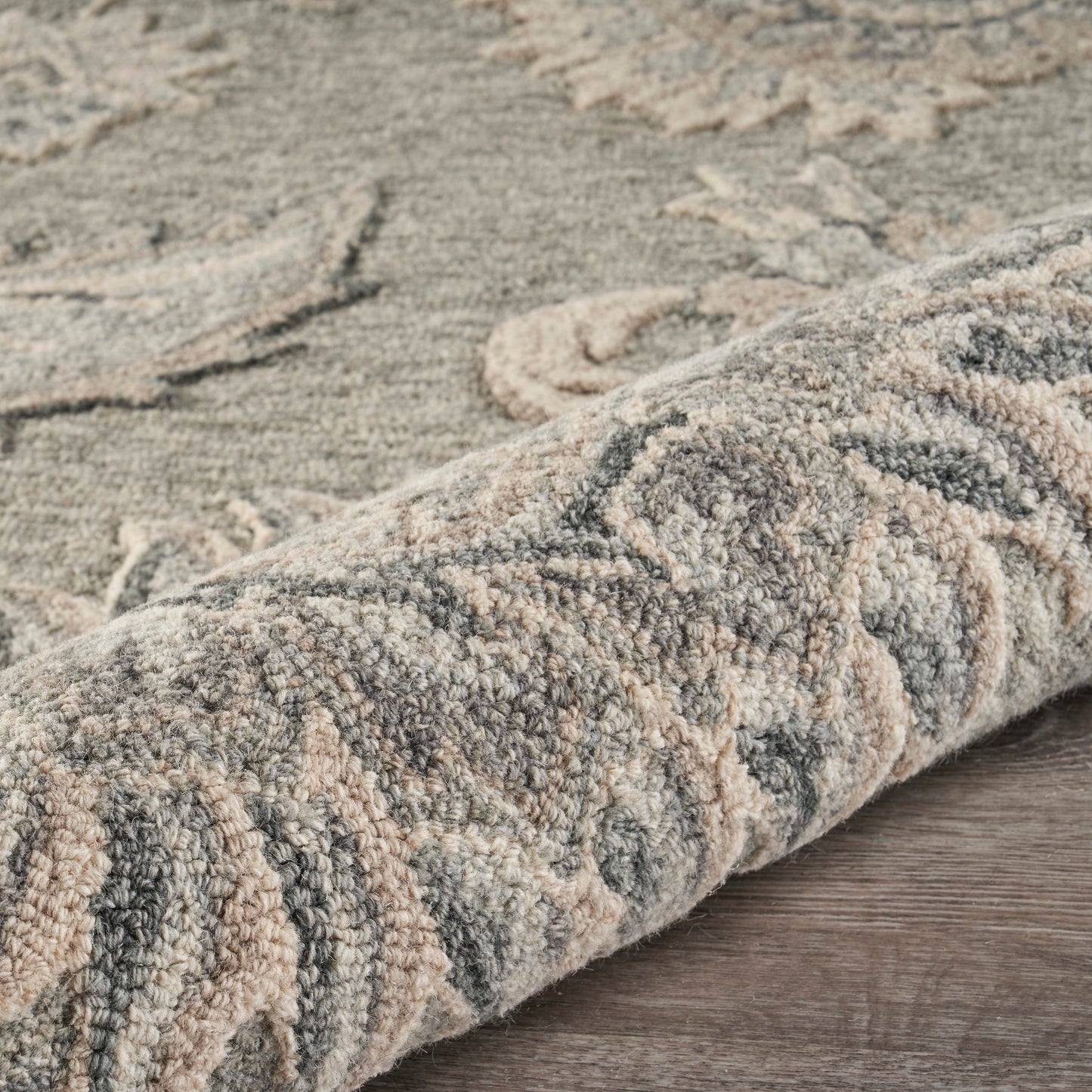 Victorian-81583 Traditional Hand-Tufted Gray/Blue Cotton Indoor Area Rug - LR Home