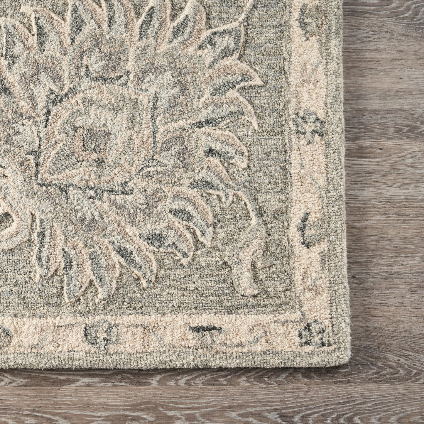 Victorian-81583 Traditional Hand-Tufted Gray/Blue Cotton Indoor Area Rug - LR Home