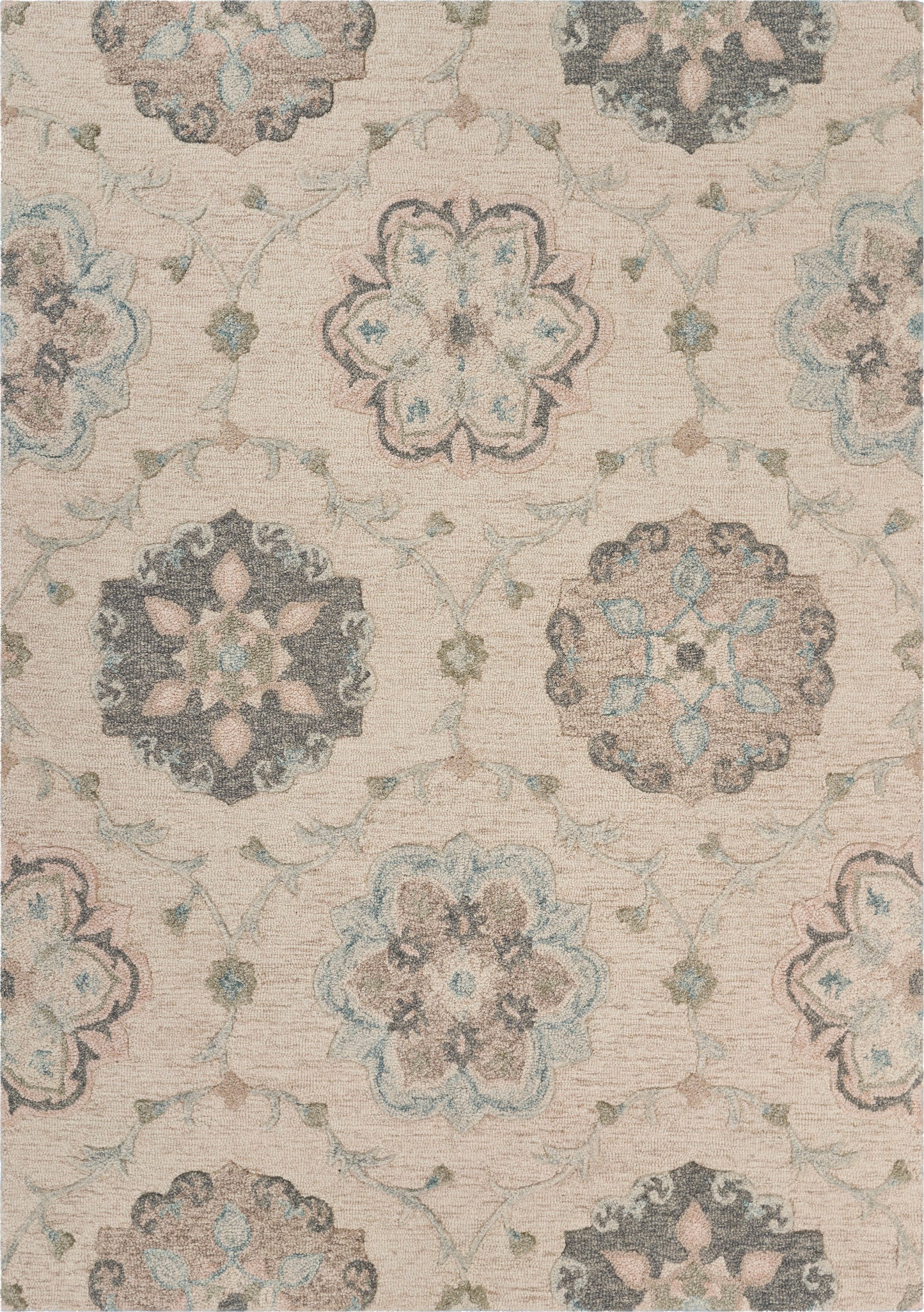 VICTO-81582 Transitional/Casual Hand-Tufted Ivory/Light Blue  Wool Indoor Area Rugs - LR Home