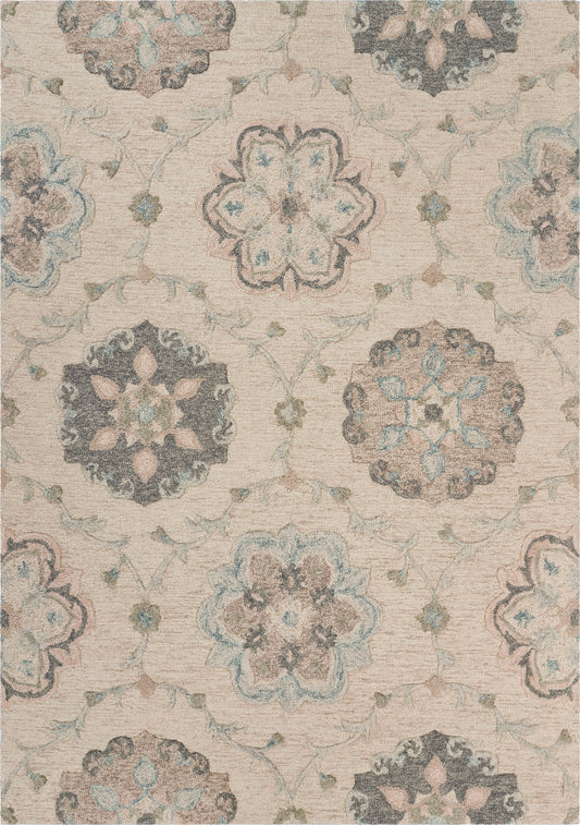 VICTO-81582 Transitional/Casual Hand-Tufted Ivory/Light Blue  Wool Indoor Area Rugs - LR Home