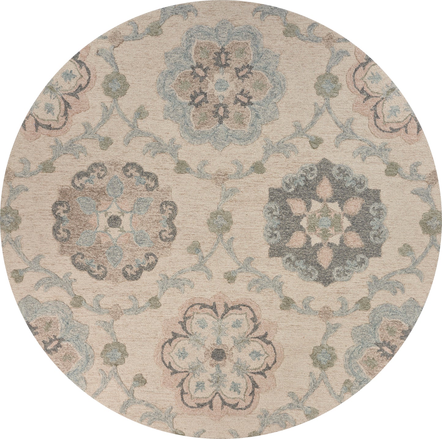 VICTO-81582 Transitional/Casual Hand-Tufted Ivory/Light Blue  Wool Indoor Area Rugs - LR Home