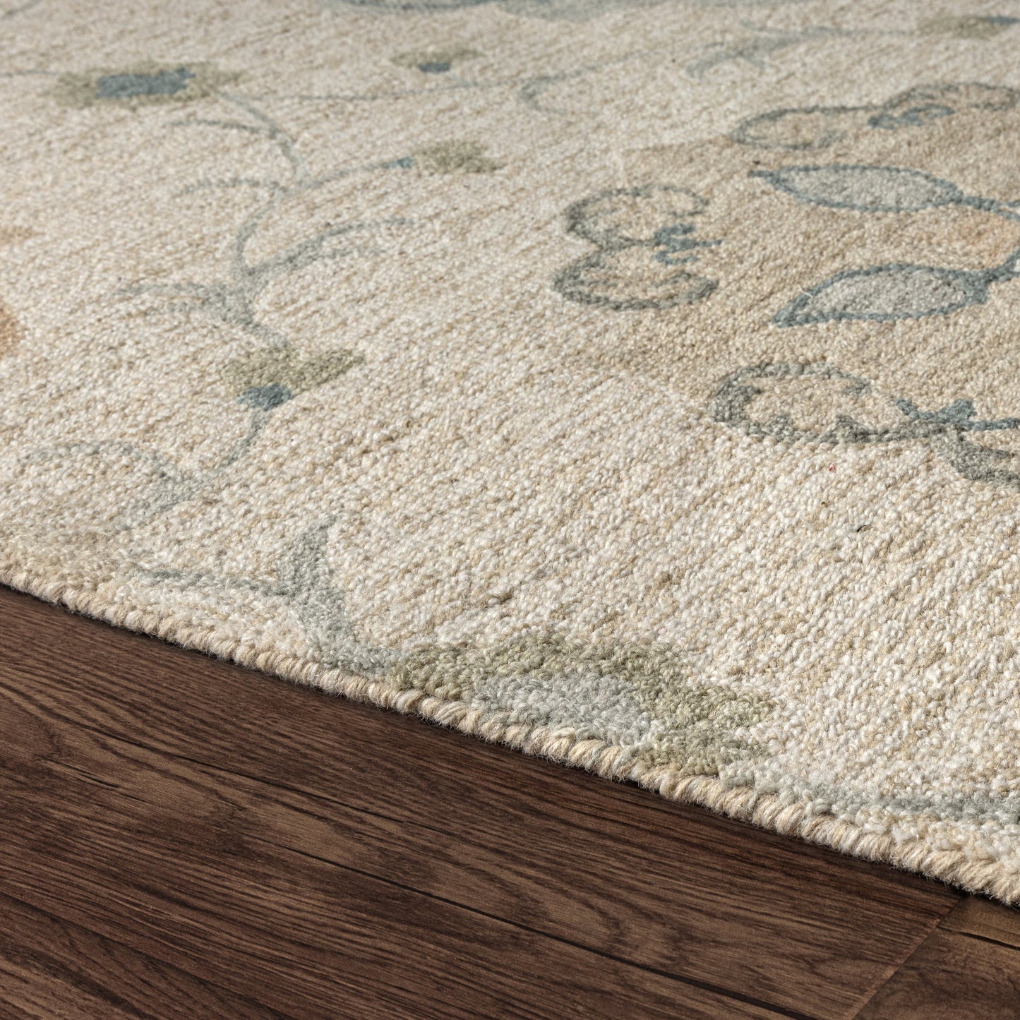 Victorian-81584 Traditional Hand-Tufted Ivory/Light Blue Cotton Indoor Area Rug - LR Home