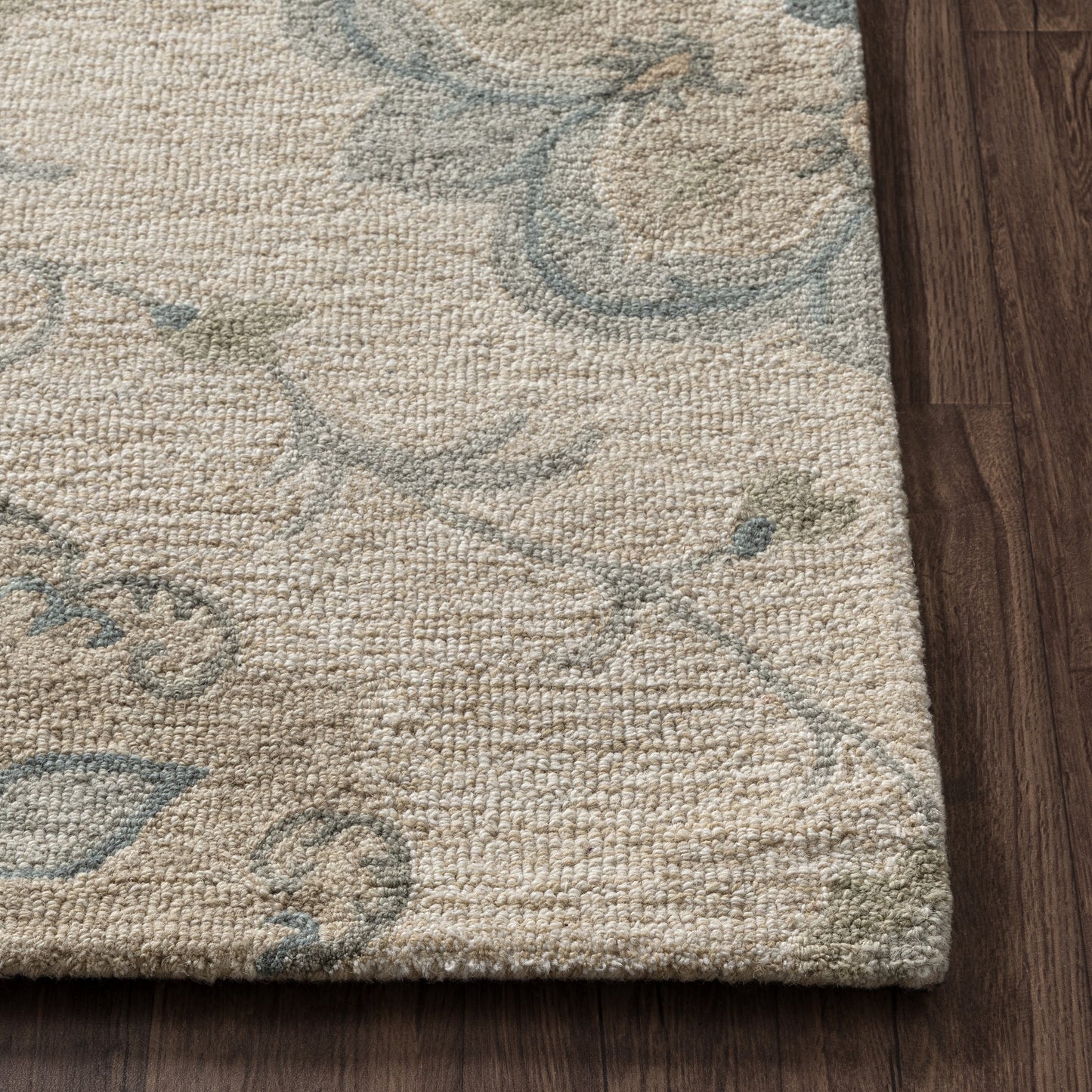 Victorian-81584 Traditional Hand-Tufted Ivory/Light Blue Cotton Indoor Area Rug - LR Home