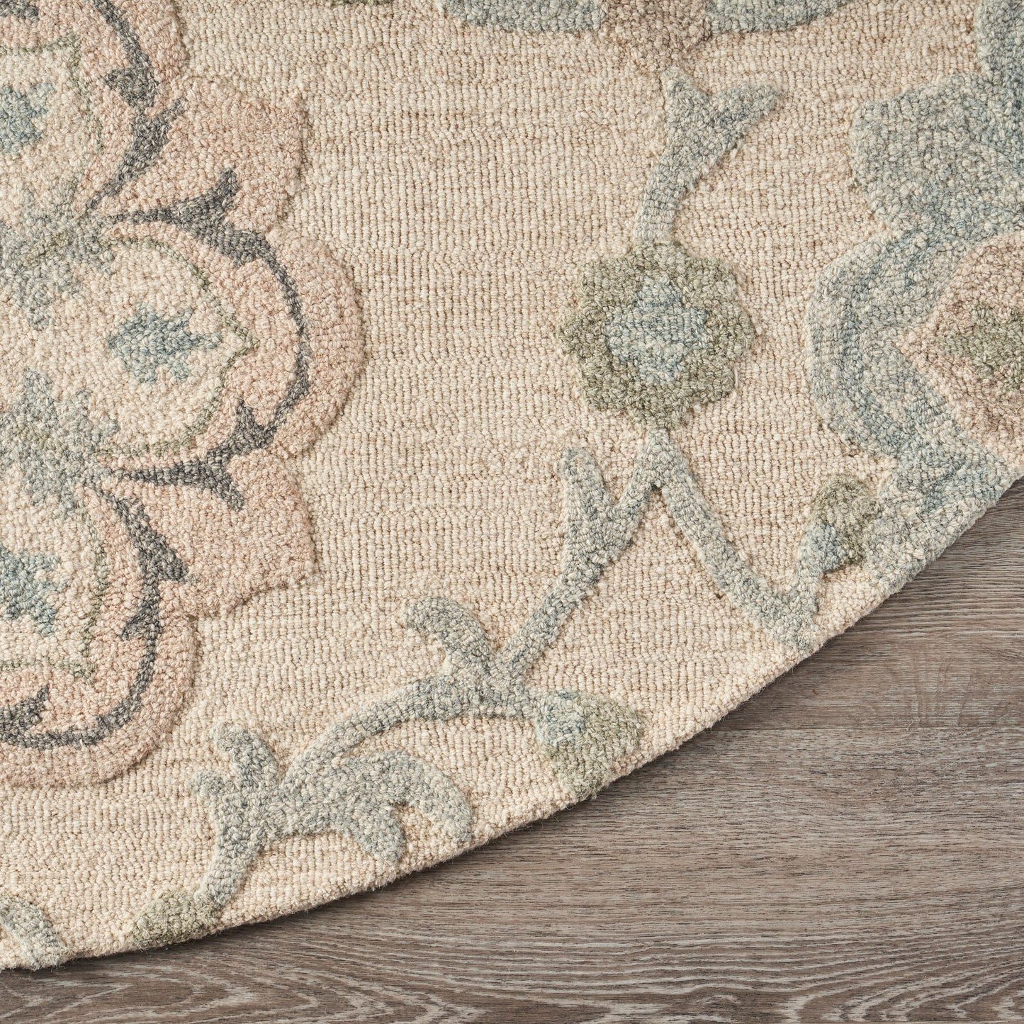 Victorian-81584 Traditional Hand-Tufted Ivory/Light Blue Cotton Indoor Area Rug - LR Home