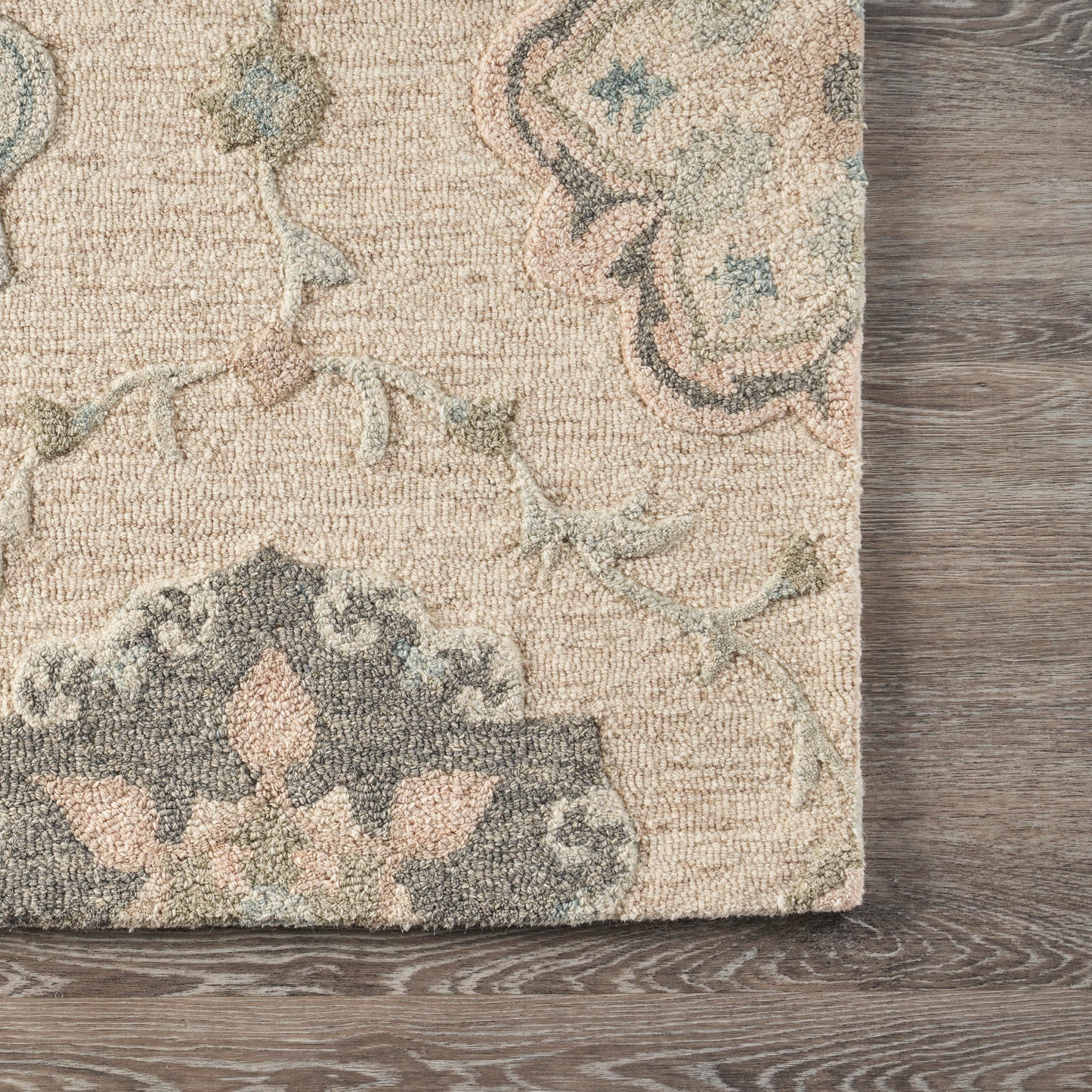 VICTO-81582 Transitional/Casual Hand-Tufted Ivory/Light Blue  Wool Indoor Area Rugs - LR Home