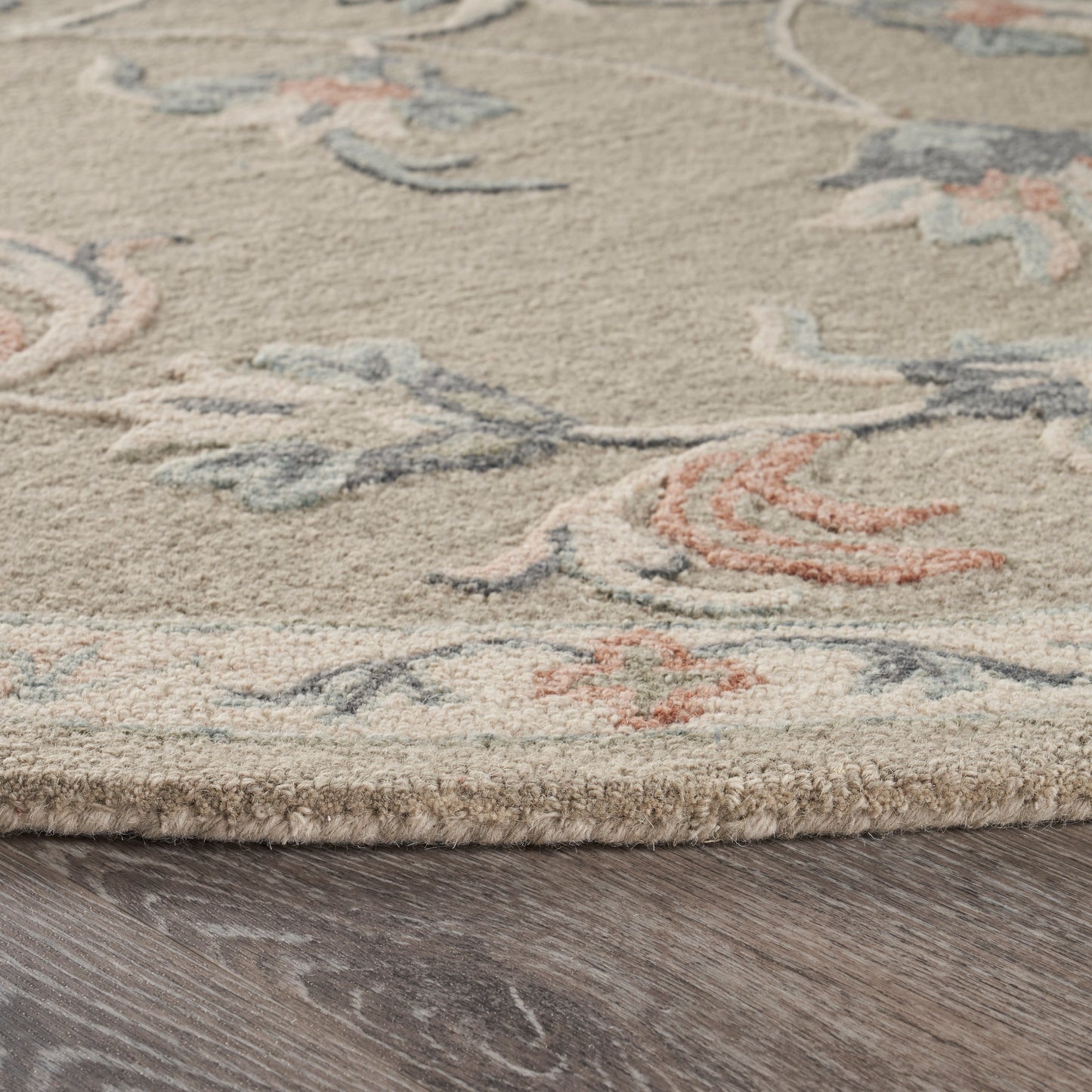Victorian-81585 Traditional Hand-Tufted Silver/Cream/Blue Cotton Indoor Area Rug - LR Home