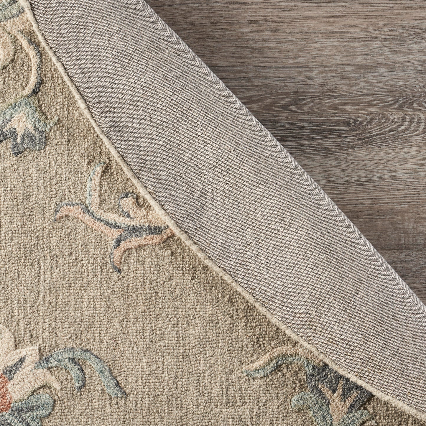 Victorian-81585 Traditional Hand-Tufted Silver/Cream/Blue Cotton Indoor Area Rug - LR Home