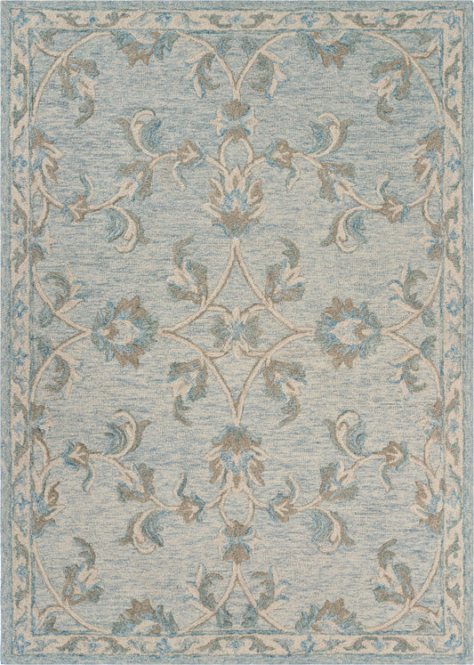 Mirroring Baby Blue Floral Bloom Area Rug - Silo view