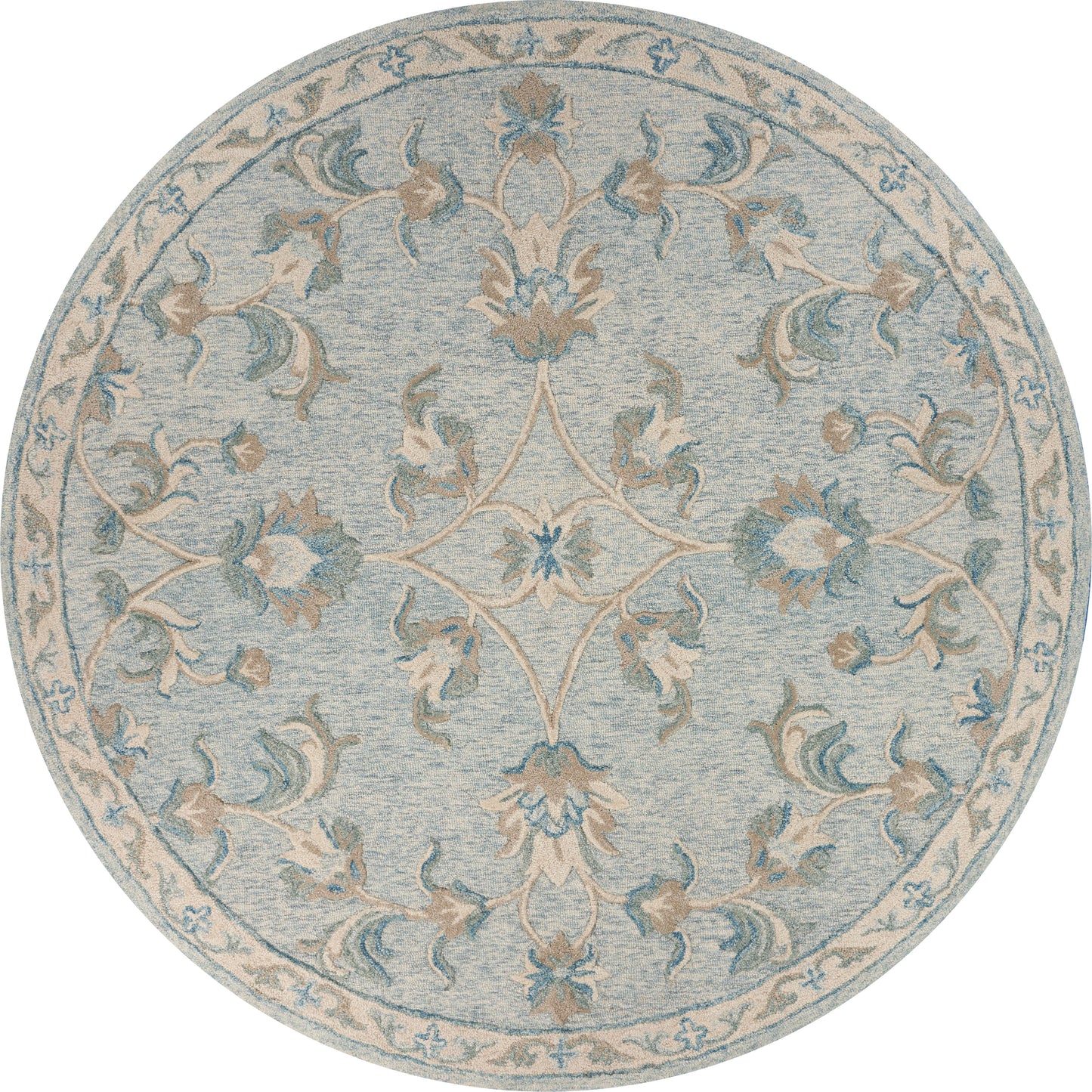 VICTO-81581 Transitional/Casual Hand-Tufted Blue/Cream  Wool Indoor Area Rugs - LR Home
