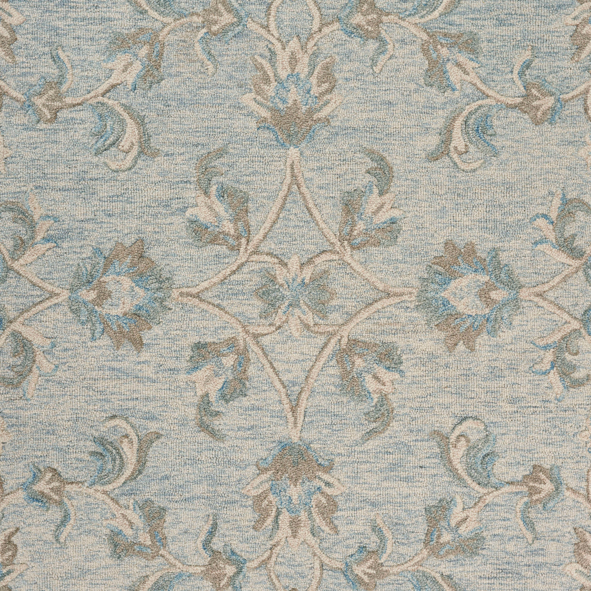 Mirroring Baby Blue Floral Bloom Area Rug - color swatch
