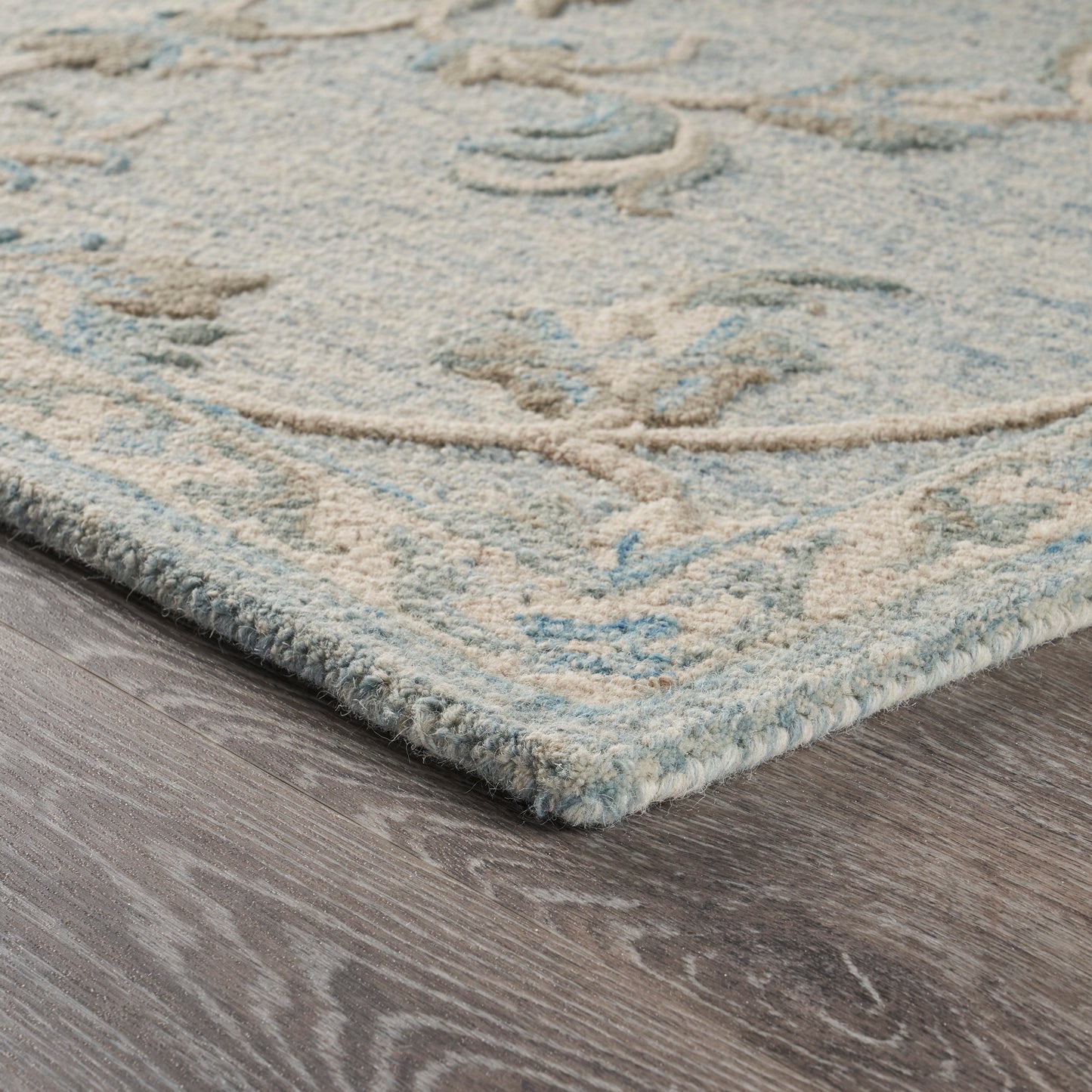 VICTO-81581 Transitional/Casual Hand-Tufted Blue/Cream  Wool Indoor Area Rugs - LR Home
