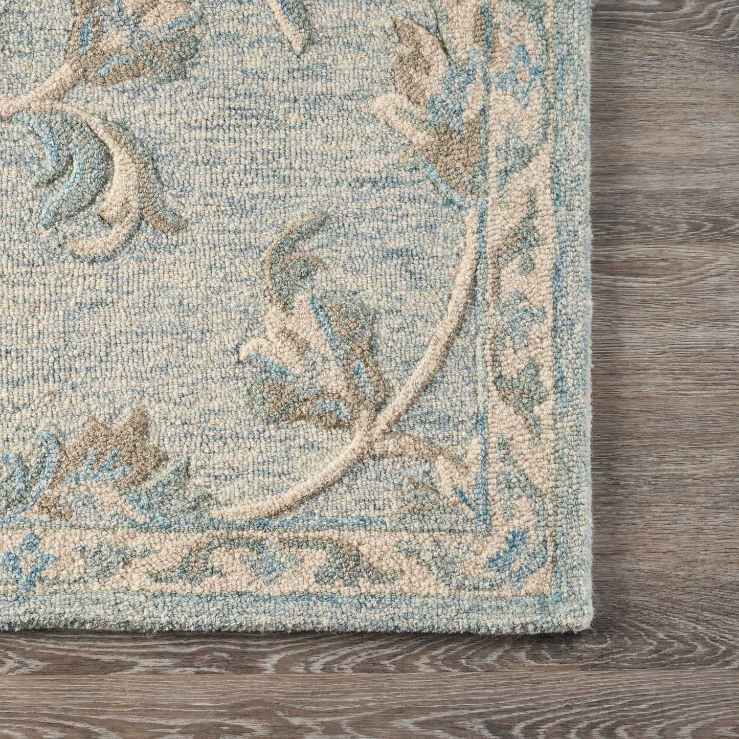 VICTO-81581 Transitional/Casual Hand-Tufted Blue/Cream  Wool Indoor Area Rugs - LR Home