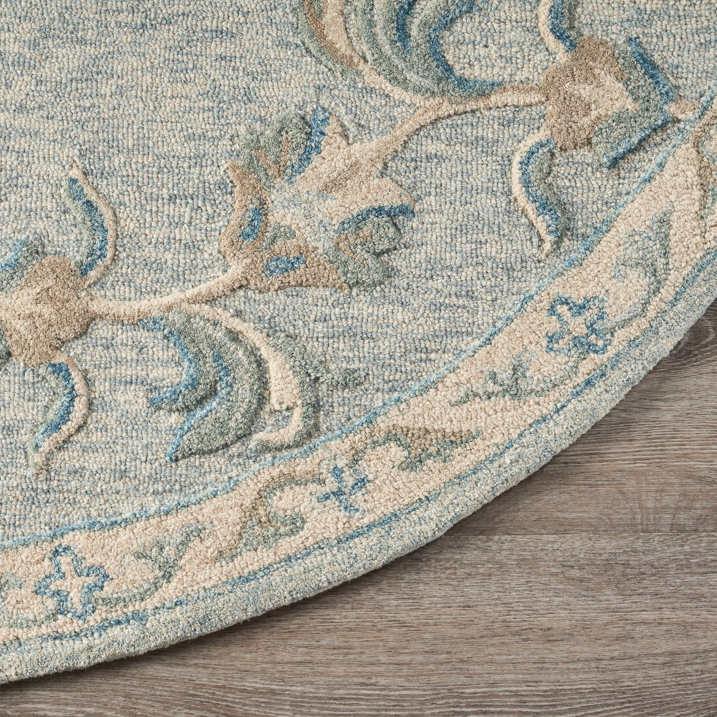 VICTO-81581 Transitional/Casual Hand-Tufted Blue/Cream  Wool Indoor Area Rugs - LR Home