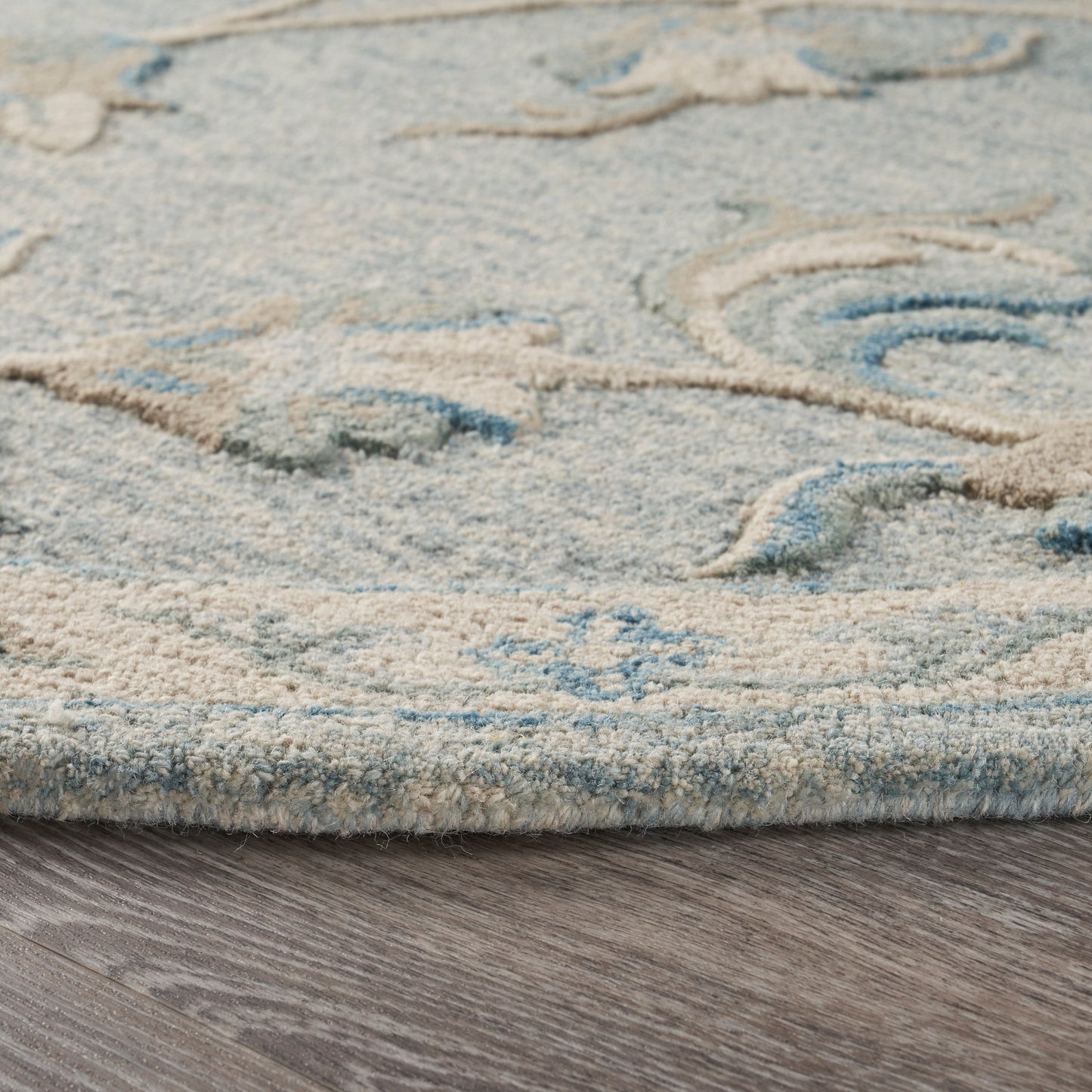 VICTO-81581 Transitional/Casual Hand-Tufted Blue/Cream  Wool Indoor Area Rugs - LR Home