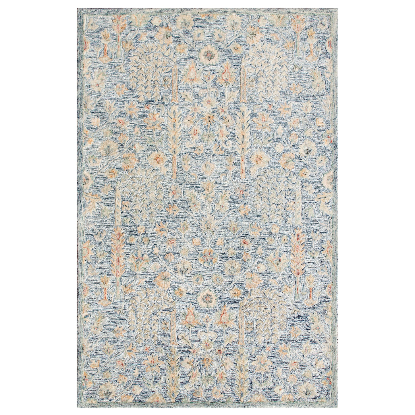 Vintage-81922 Traditional Hand-Tufted Blue/Ivory/Taupe Cotton Indoor Area Rug - LR Home