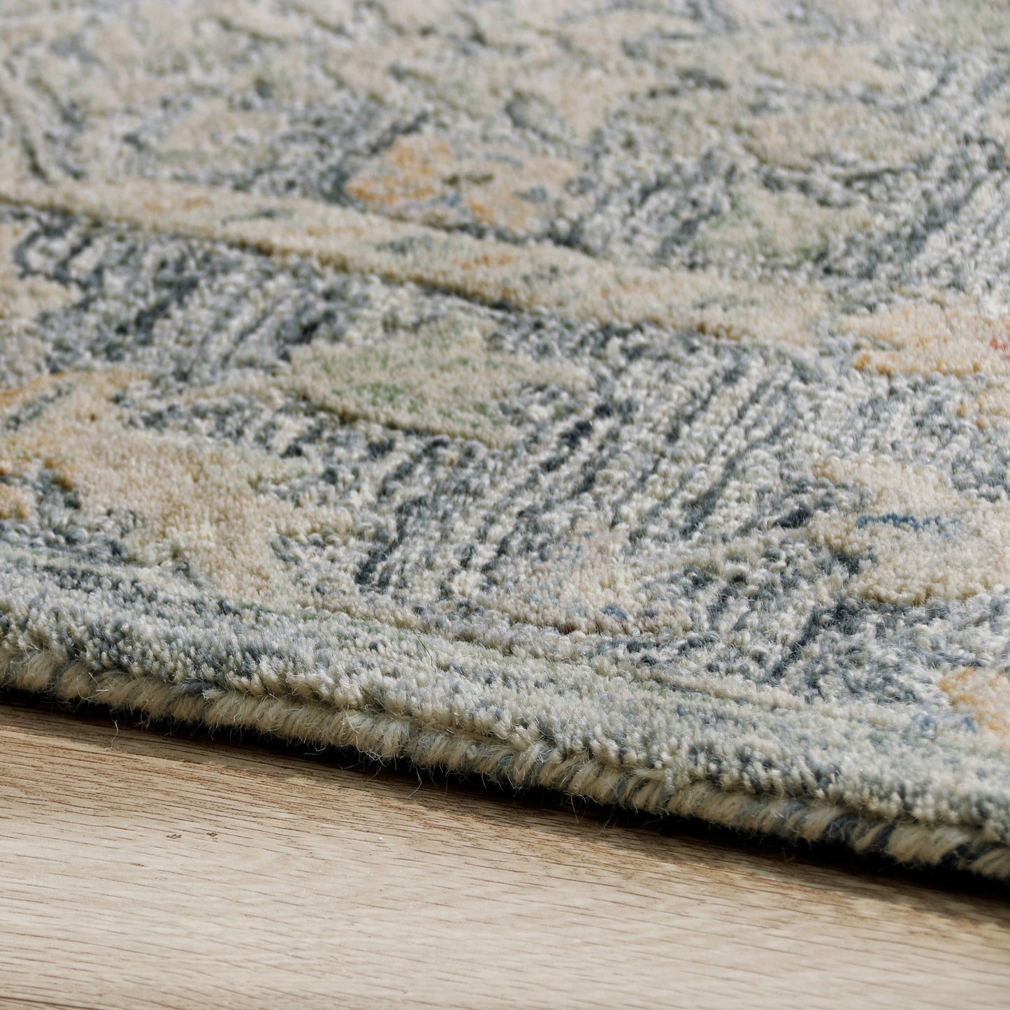 Vintage-81922 Traditional Hand-Tufted Blue/Ivory/Taupe Cotton Indoor Area Rug - LR Home