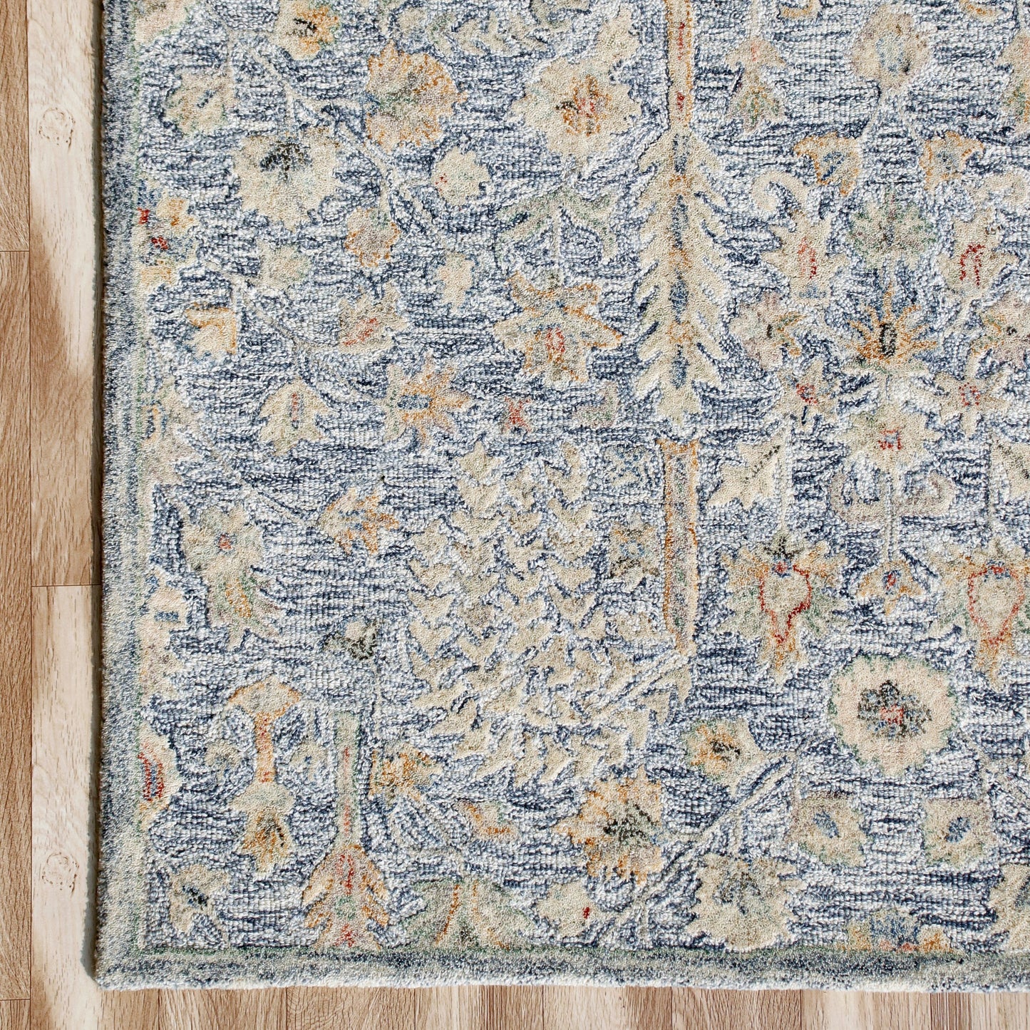 Vintage-81922 Traditional Hand-Tufted Blue/Ivory/Taupe Cotton Indoor Area Rug - LR Home