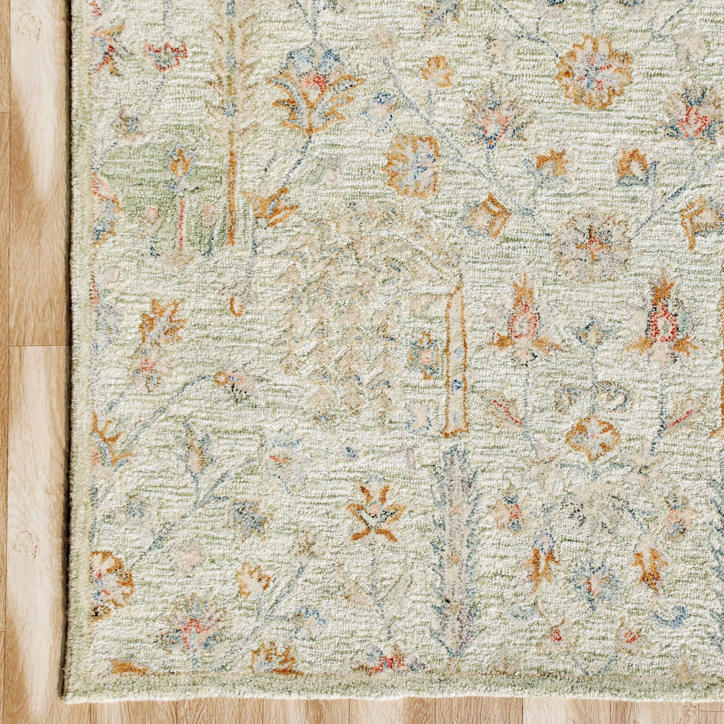 Vintage-81923 Traditional Hand-Tufted Green/Cream/Taupe Cotton Indoor Area Rug - LR Home