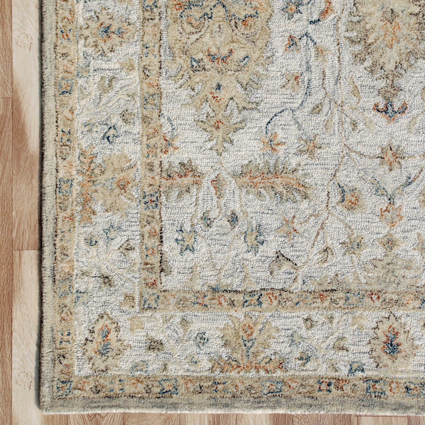 Vintage-81925 Traditional Hand-Tufted Silver/Taupe/Cream Cotton Indoor Area Rug - LR Home