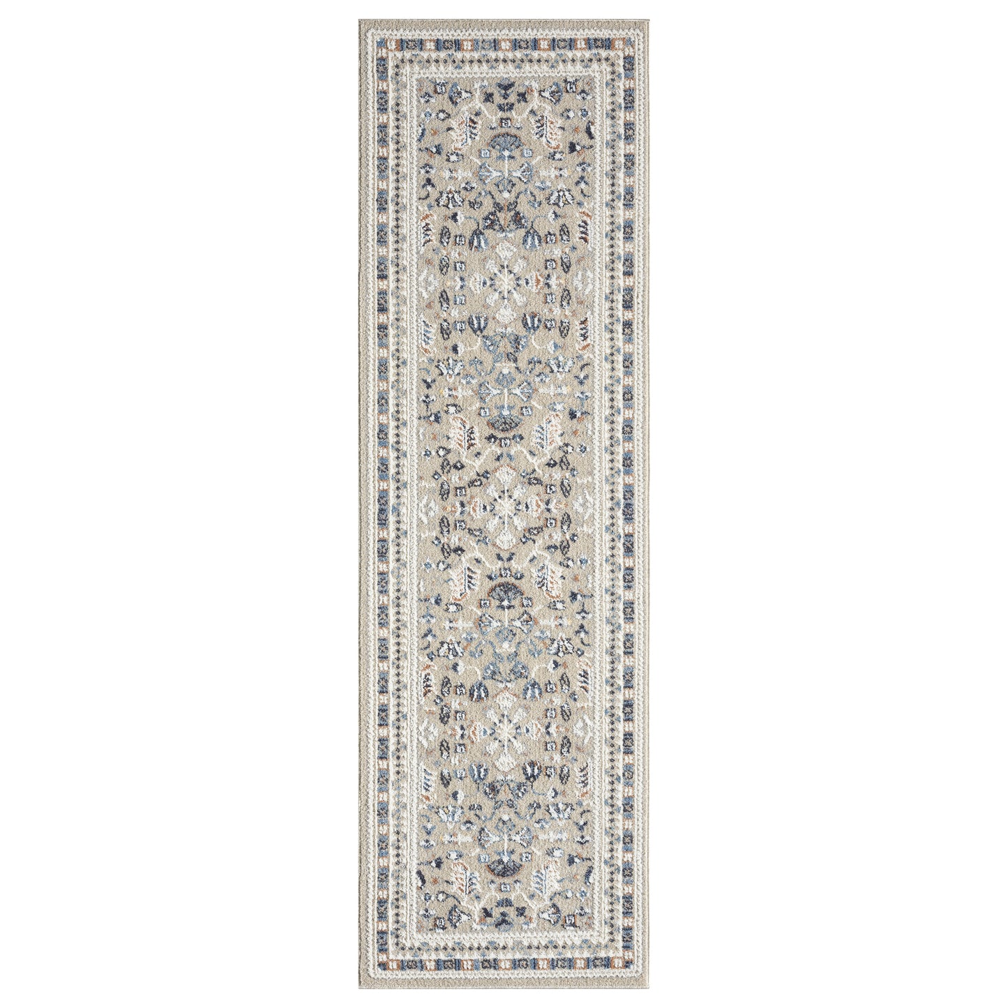VISTA-82643 Classic/Traditional Machine Made Blue/Beige Polyester Indoor Area Rugs - LR Home