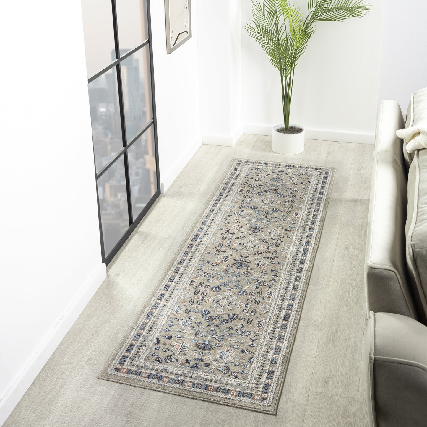 VISTA-82643 Classic/Traditional Machine Made Blue/Beige Polyester Indoor Area Rugs - LR Home