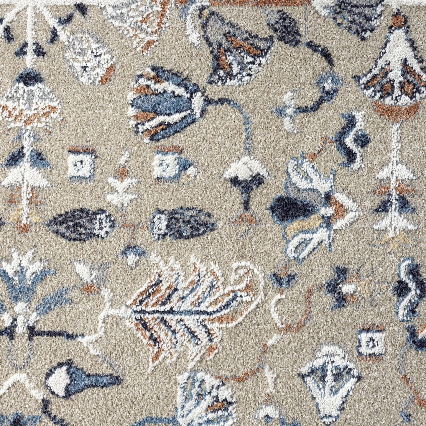 VISTA-82643 Classic/Traditional Machine Made Blue/Beige Polyester Indoor Area Rugs - LR Home