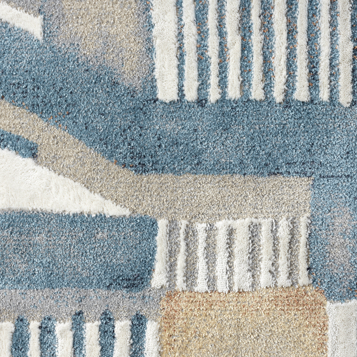 Blue/Beige Modern Abstract Performance Washable Indoor Area Rug - color swatch