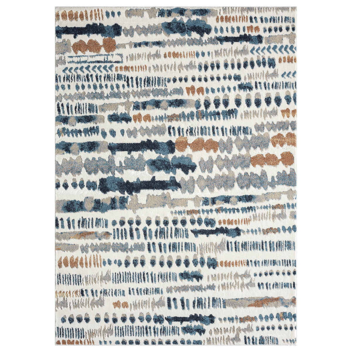 Blue/Gray Modern Abstract Performance Washable Indoor Area Rug - Silo view