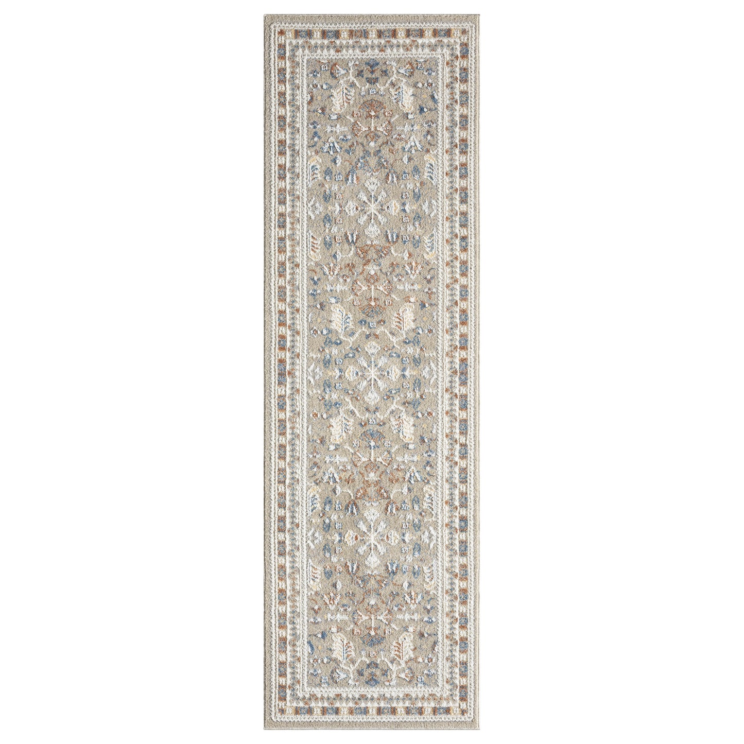 Vista-82646 Traditional Power-Loomed Beige/Rust Jute Indoor Area Rug - LR Home