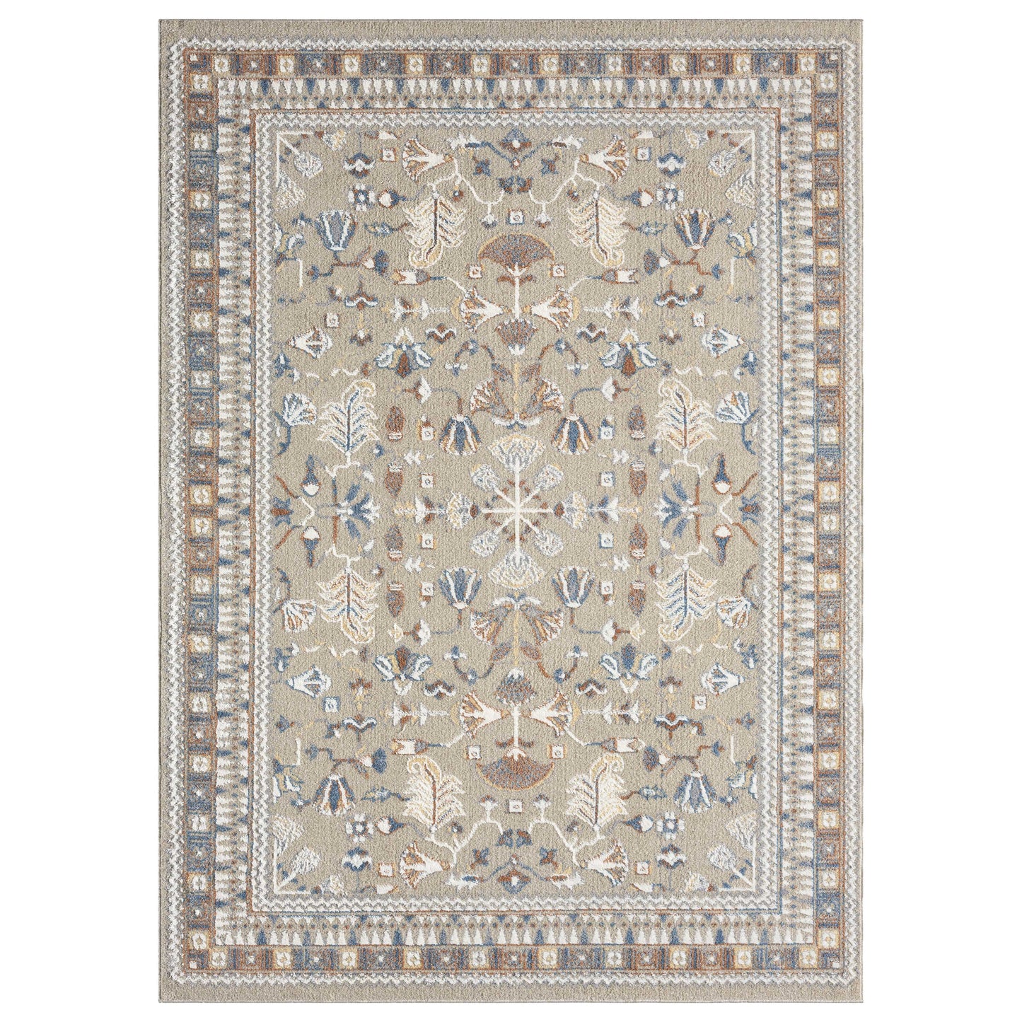 VISTA-82643 Classic/Traditional Machine Made Beige/Rust Polyester Indoor Area Rugs - LR Home