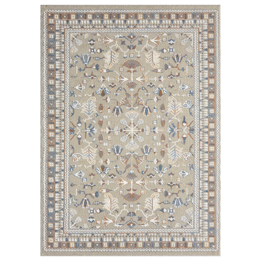Beige/Rust Modern Geometric Performance Washable Indoor Area Rug - Silo view