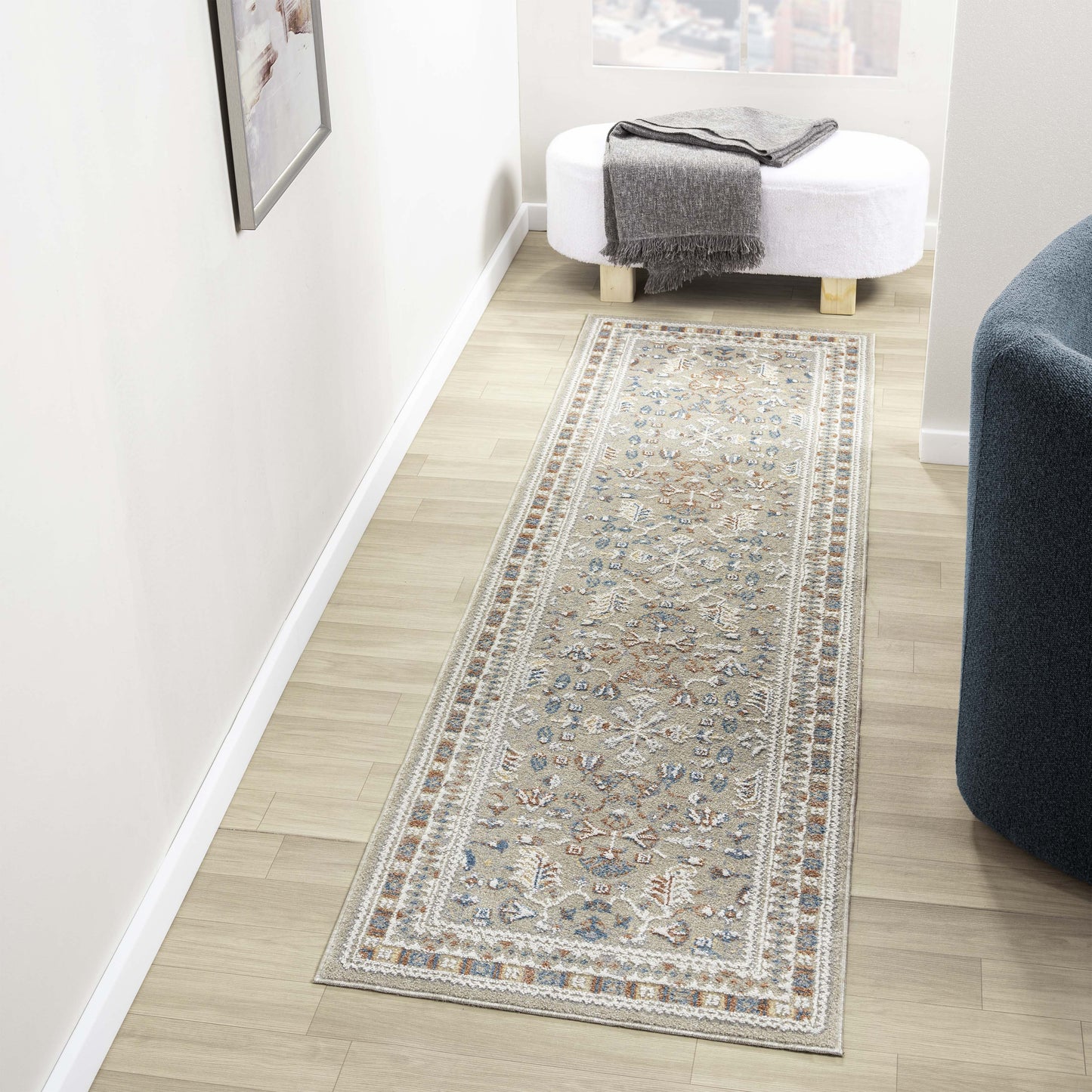 Vista-82646 Traditional Power-Loomed Beige/Rust Jute Indoor Area Rug - LR Home