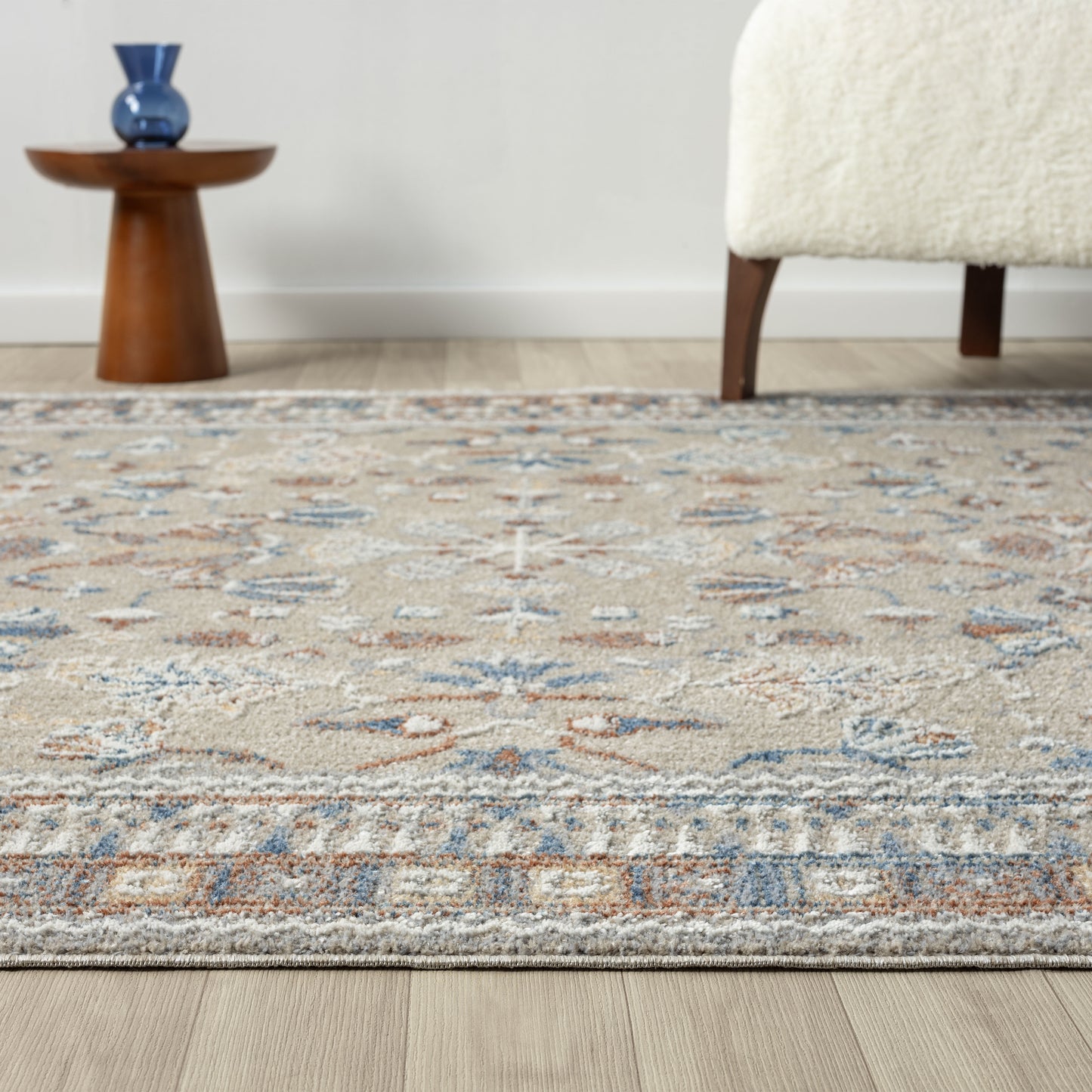 Vista-82646 Traditional Power-Loomed Beige/Rust Jute Indoor Area Rug - LR Home