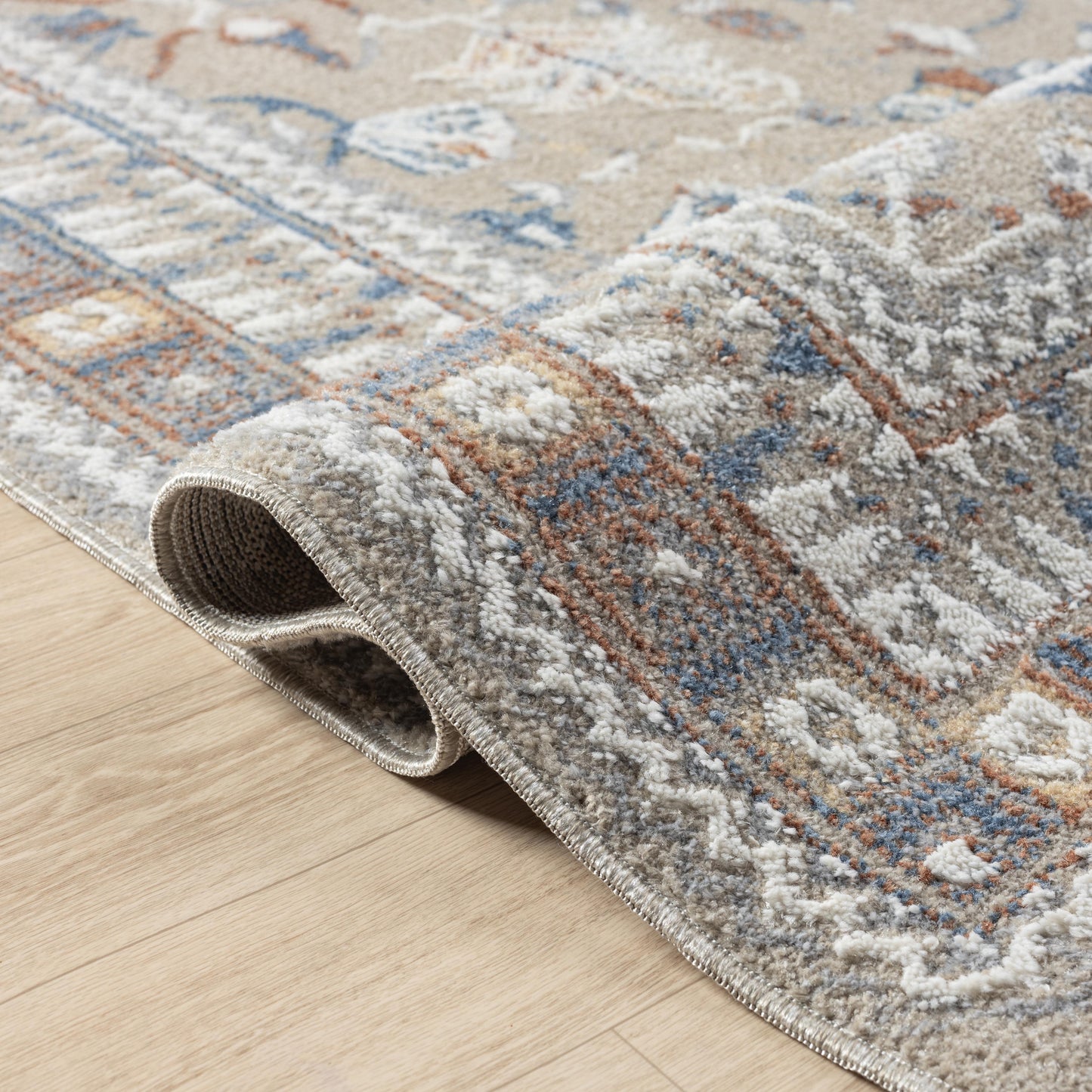 VISTA-82643 Classic/Traditional Machine Made Beige/Rust Polyester Indoor Area Rugs - LR Home
