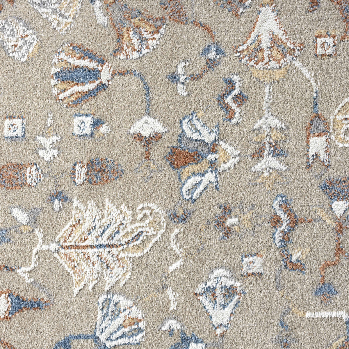 Beige/Rust Modern Geometric Performance Washable Indoor Area Rug - color swatch