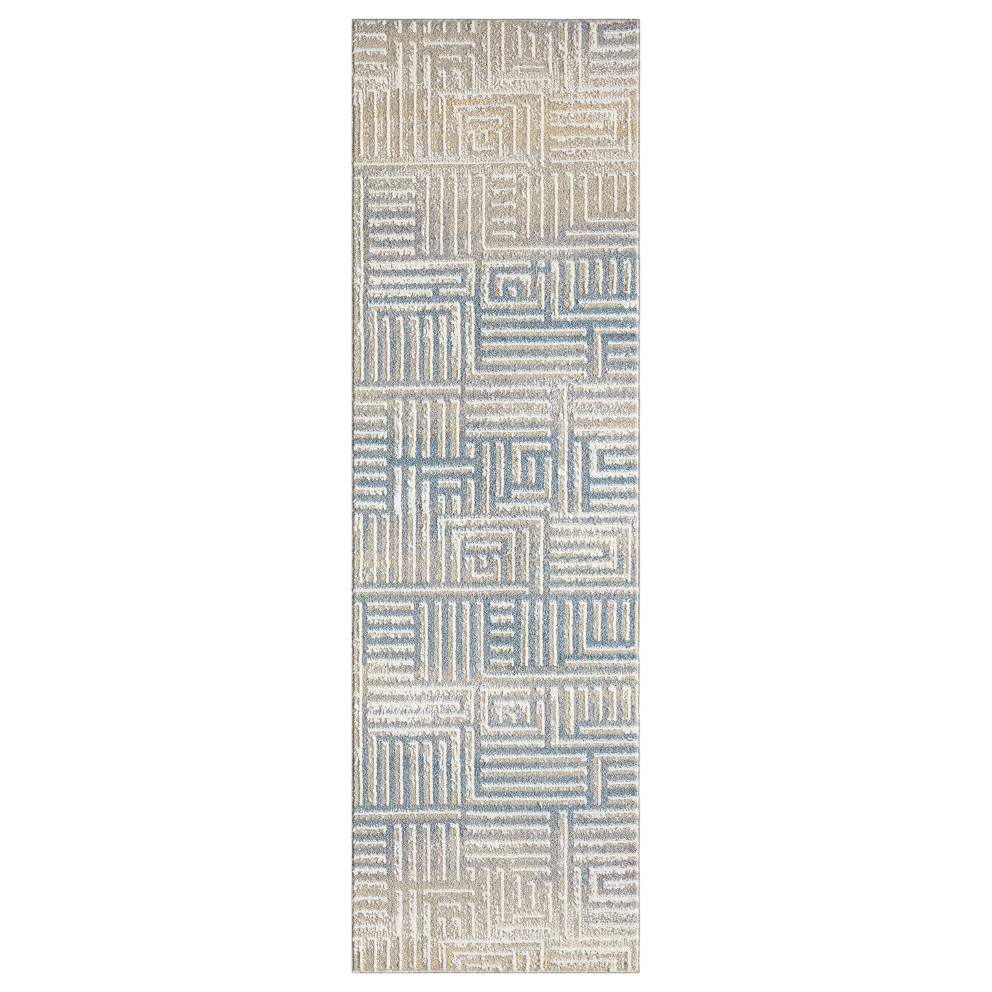 VISTA-82647 Modern/Contemporary Machine Made Beige/Blue Polyester Indoor Area Rugs - LR Home