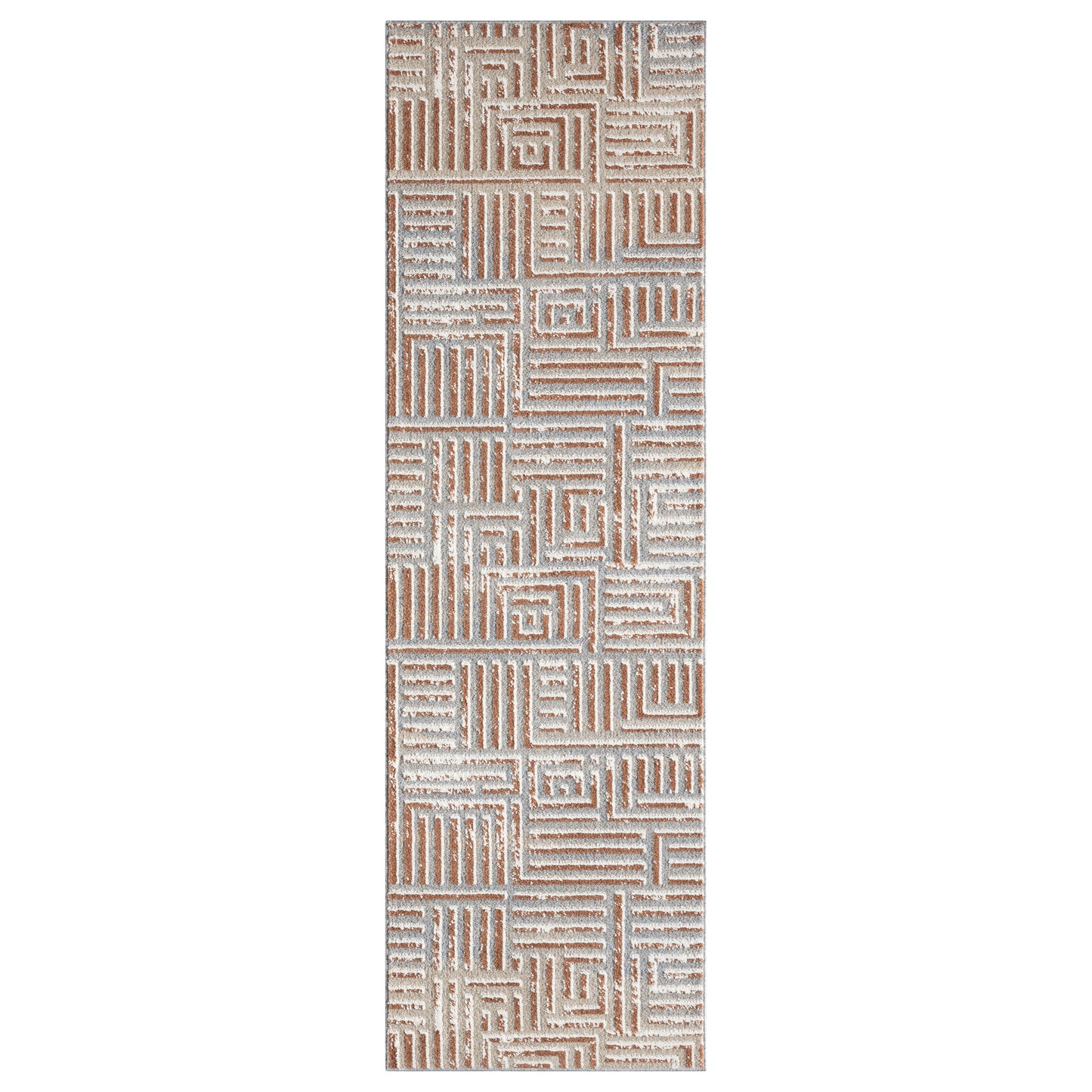 VISTA-82648 Modern/Contemporary Machine Made Beige/Rust Polyester Indoor Area Rugs - LR Home