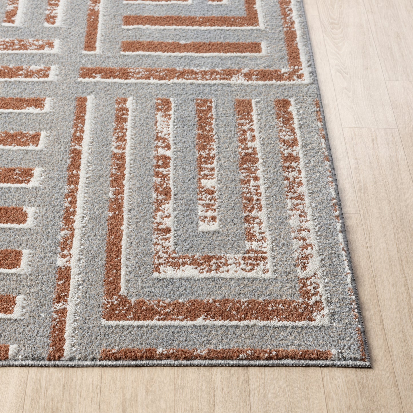 VISTA-82648 Modern/Contemporary Machine Made Beige/Rust Polyester Indoor Area Rugs - LR Home