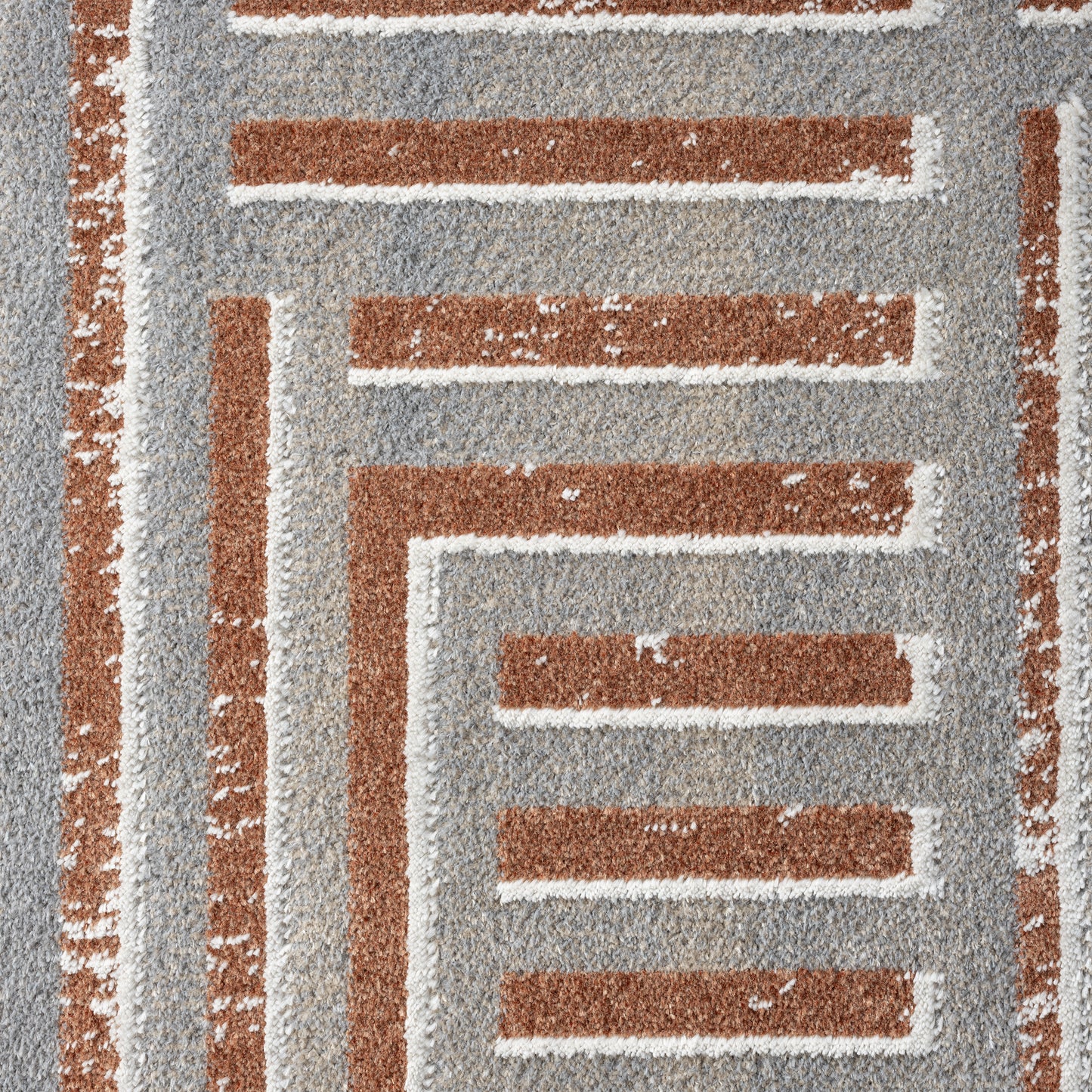 Vista-82649 Contemporary Power-Loomed Beige/Rust Jute Indoor Area Rug - LR Home