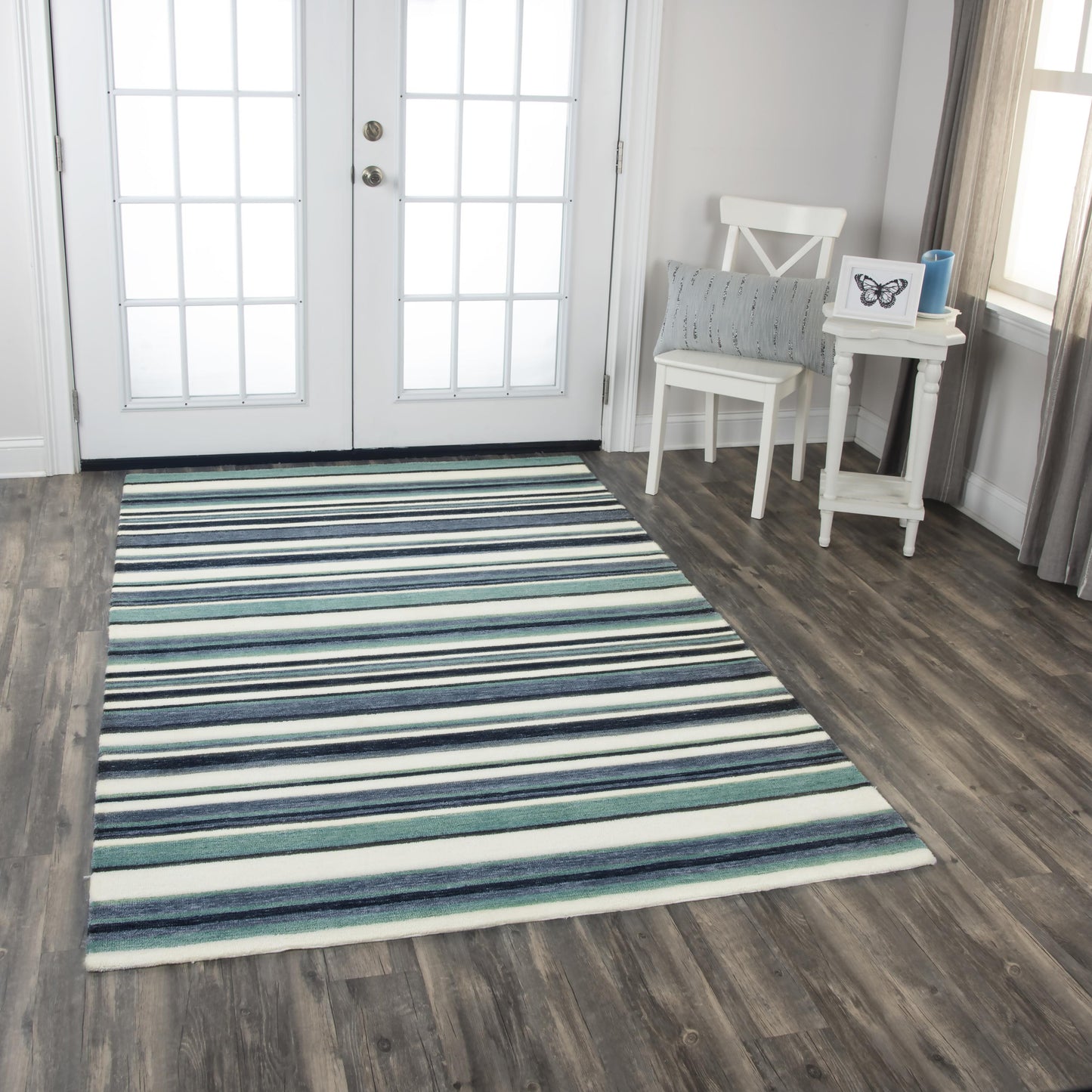 Villa VLA105 Aqua/Gray Hand-Tufted Rug - Rizzy