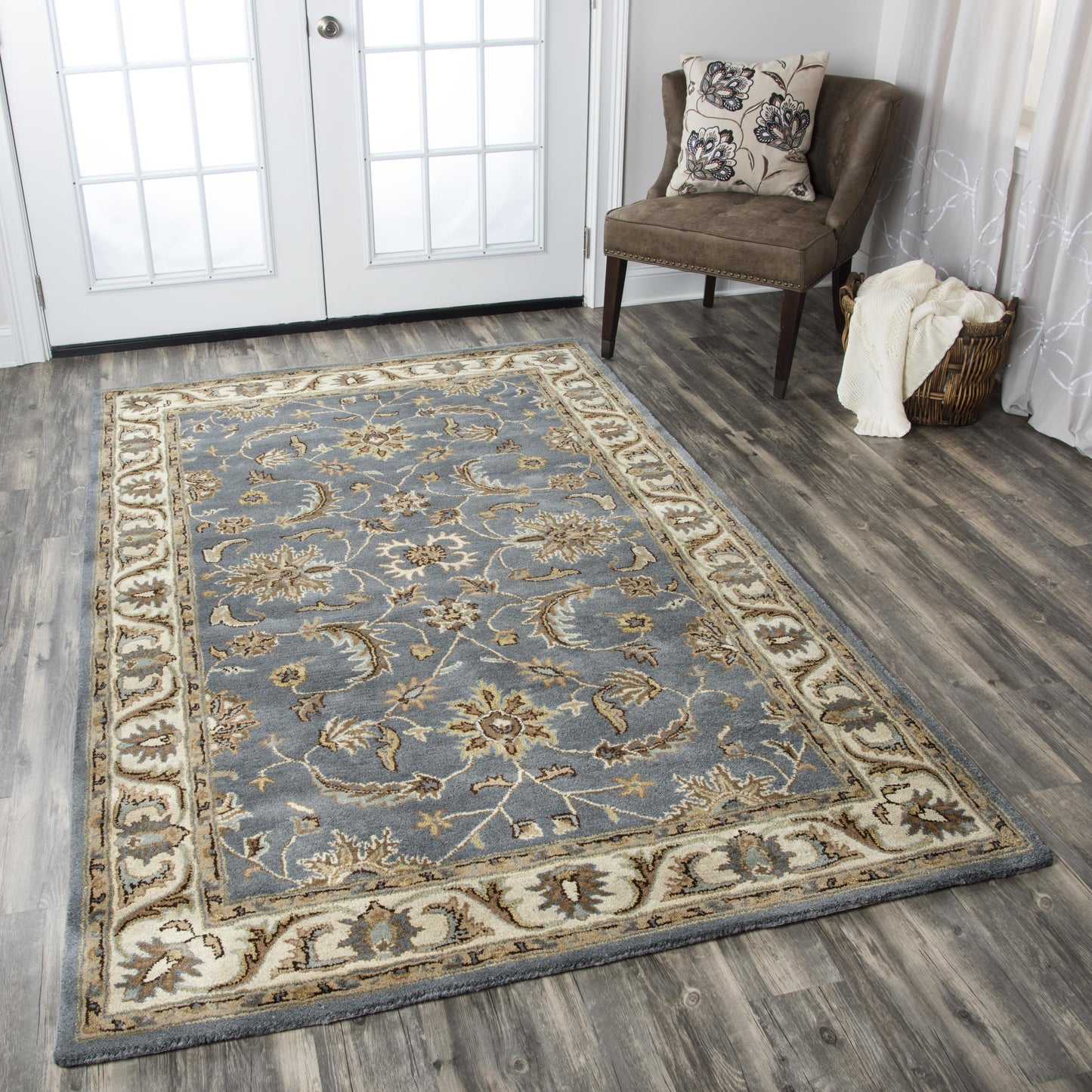 Volare VO1427 Gray/Blue Hand-Tufted Rug - Rizzy