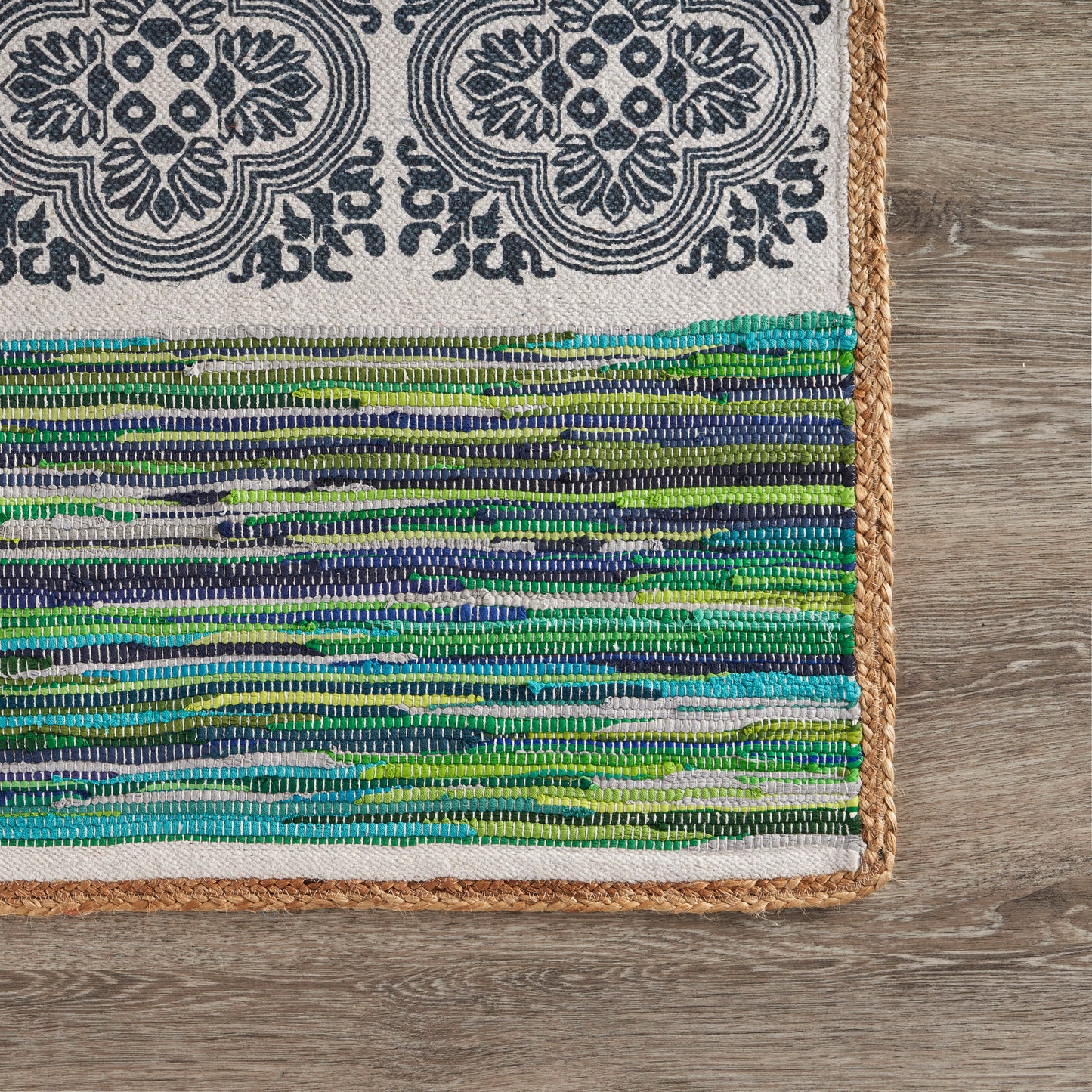 Vogue-99971 Bohemian/Eclectic Handmade Navy/Green Indoor Area Rug - LR Home