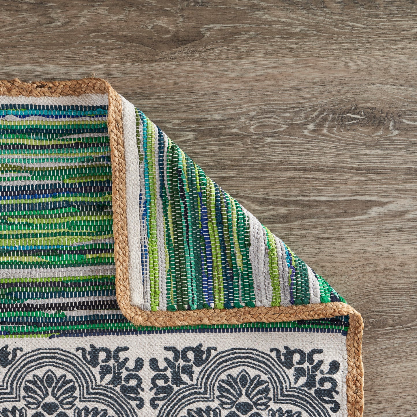 Vogue-99971 Bohemian/Eclectic Handmade Navy/Green Indoor Area Rug - LR Home