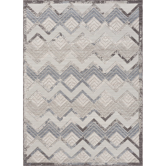 Westport Light Blue/Ivory Chevron PET Yarn Indoor/Outdoor Area Rug - Silo view