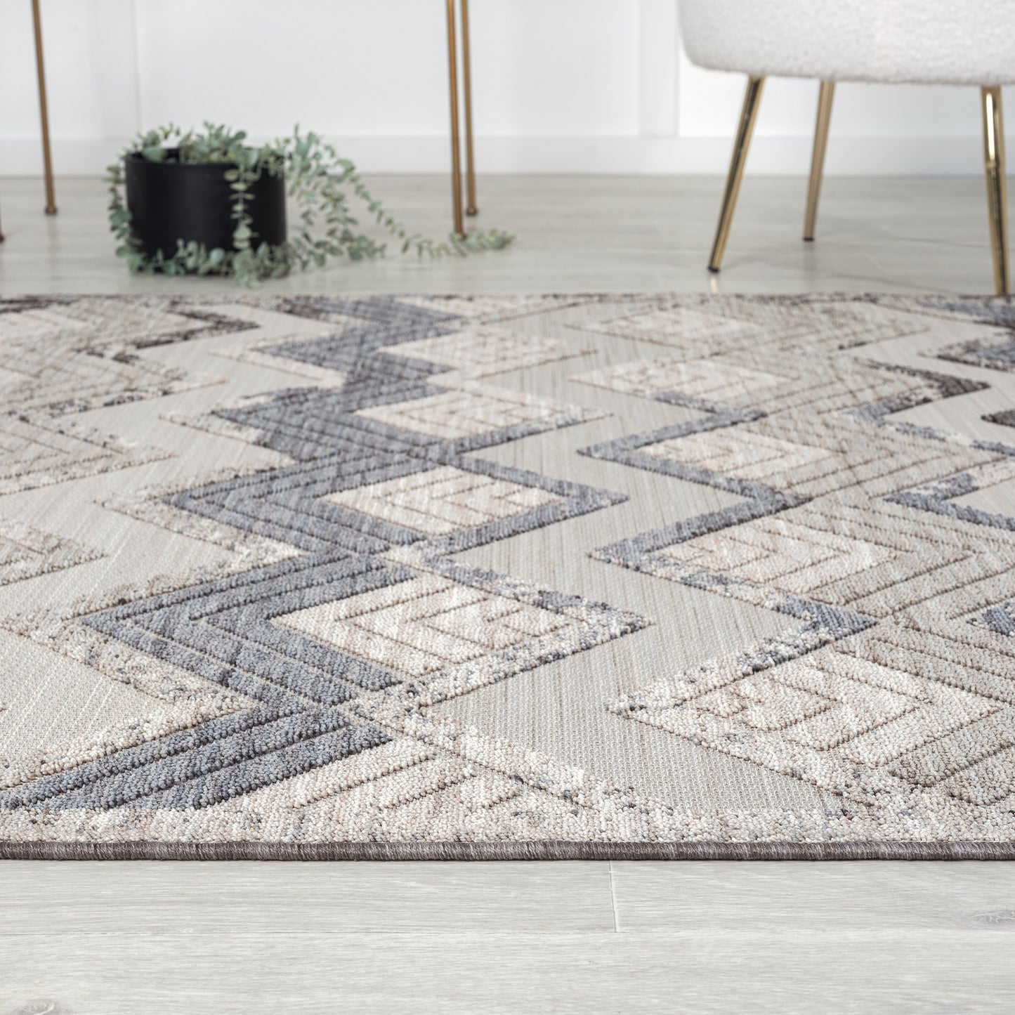 Westport-82292 Southwestern Power-Loomed Light Blue/Ivory Polypropylene Indoor/Outdoor Area Rug - LR Home