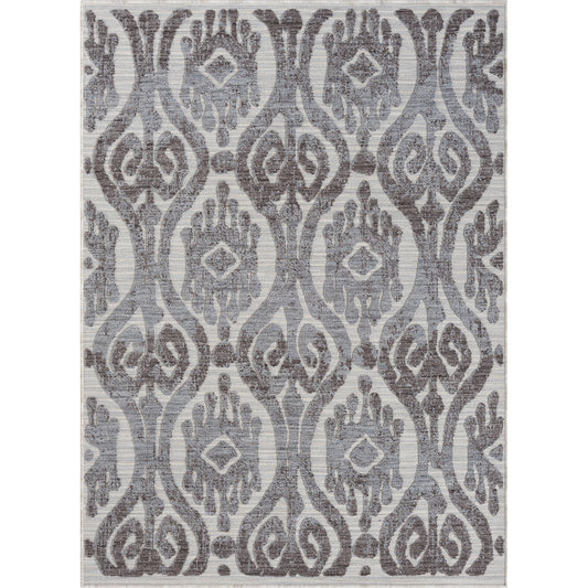 Westport Blue/Gray Damask PET Yarn Indoor/Outdoor Area Rug - Silo view