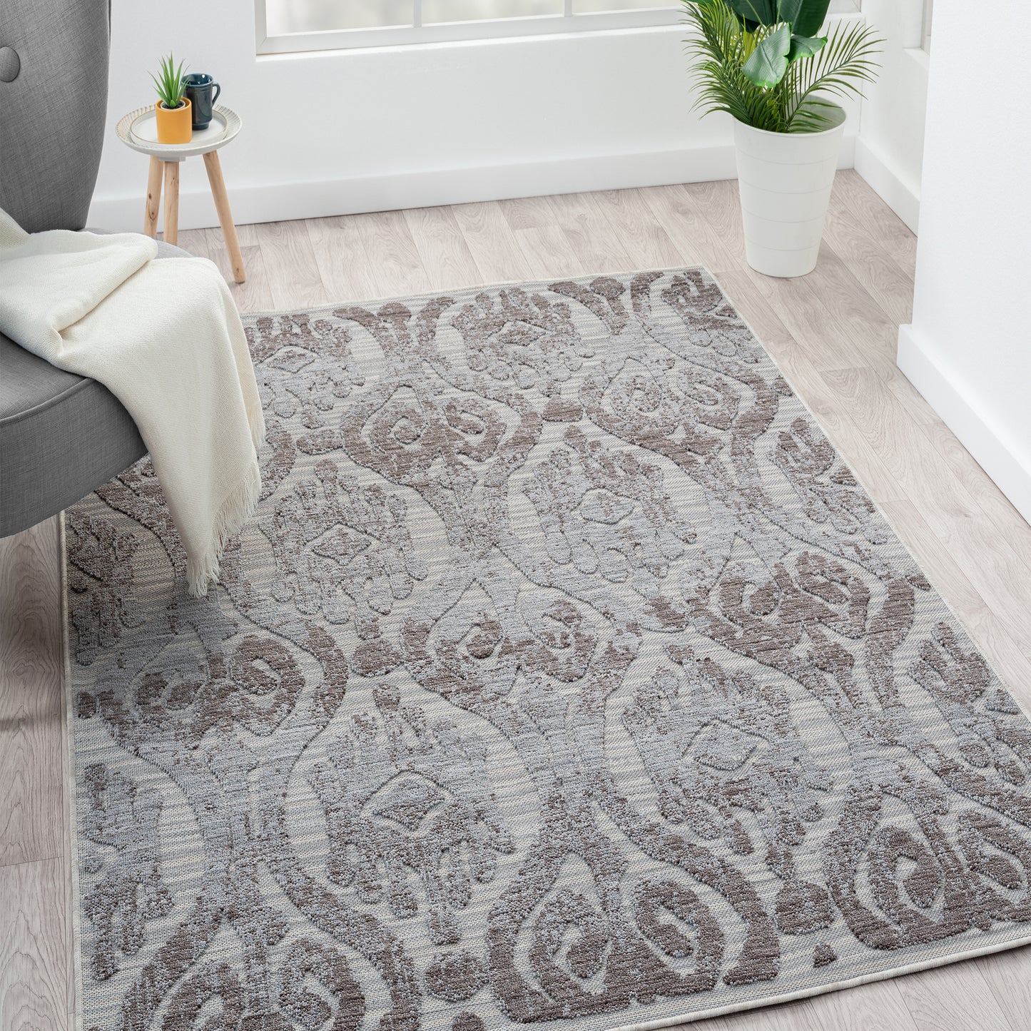 Westport-82293 Moroccan/Global Power-Loomed Blue/Gray Polypropylene Indoor/Outdoor Area Rug - LR Home
